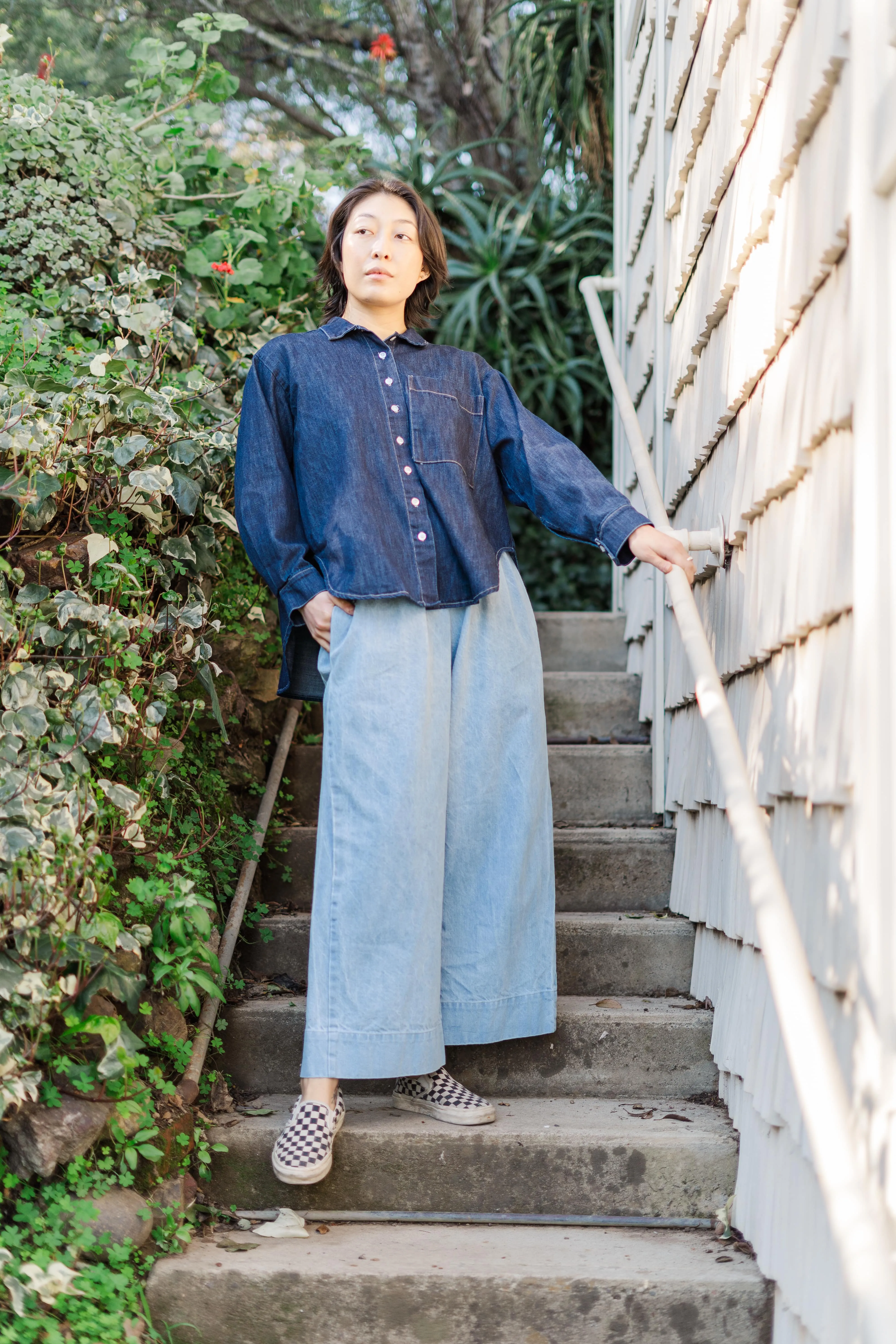 Mid Easy Pant in Light Wash Denim (RTS) sold by Nettle Studios product image thumbnail 2