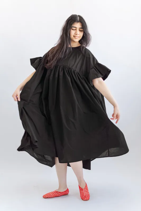 Black Cotton Mushroom Dress sold by Nettle Studios