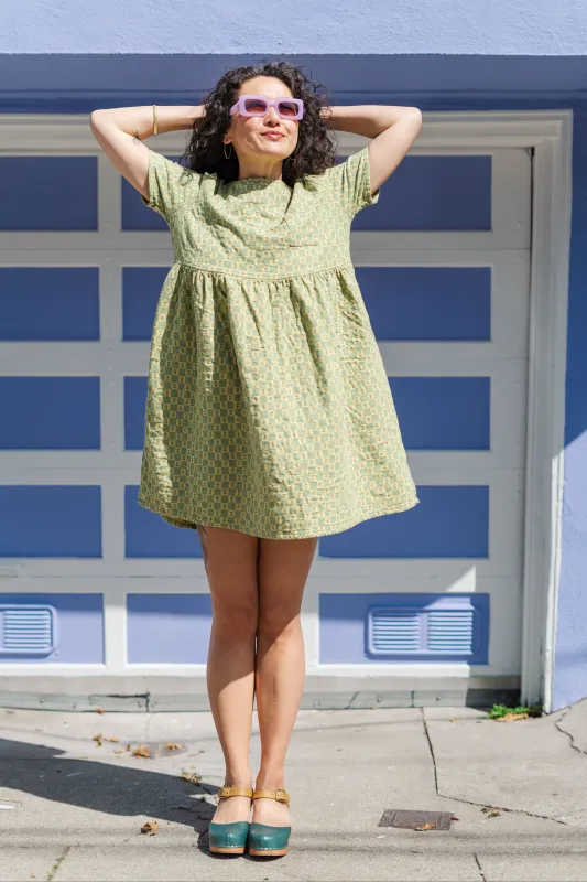 Everyday Dress in Green Floral Check (RTS) sold by Nettle Studios