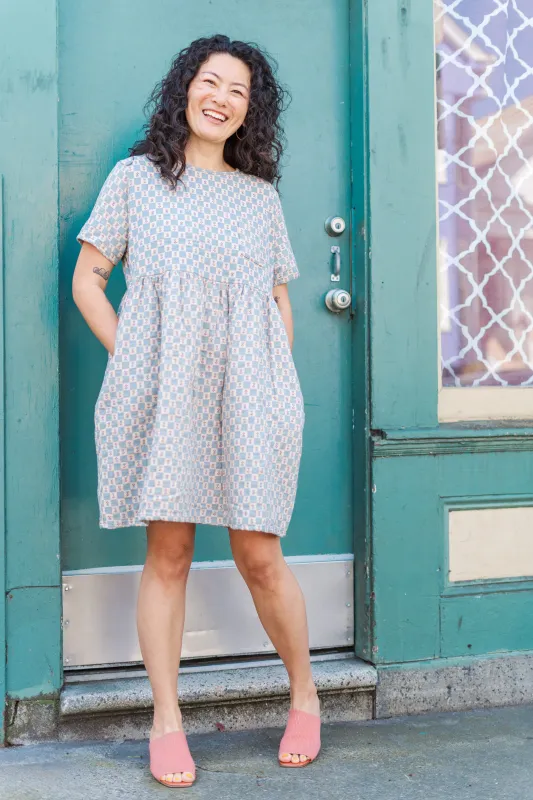 Everyday Dress in Blue Floral Check (RTS) sold by Nettle Studios