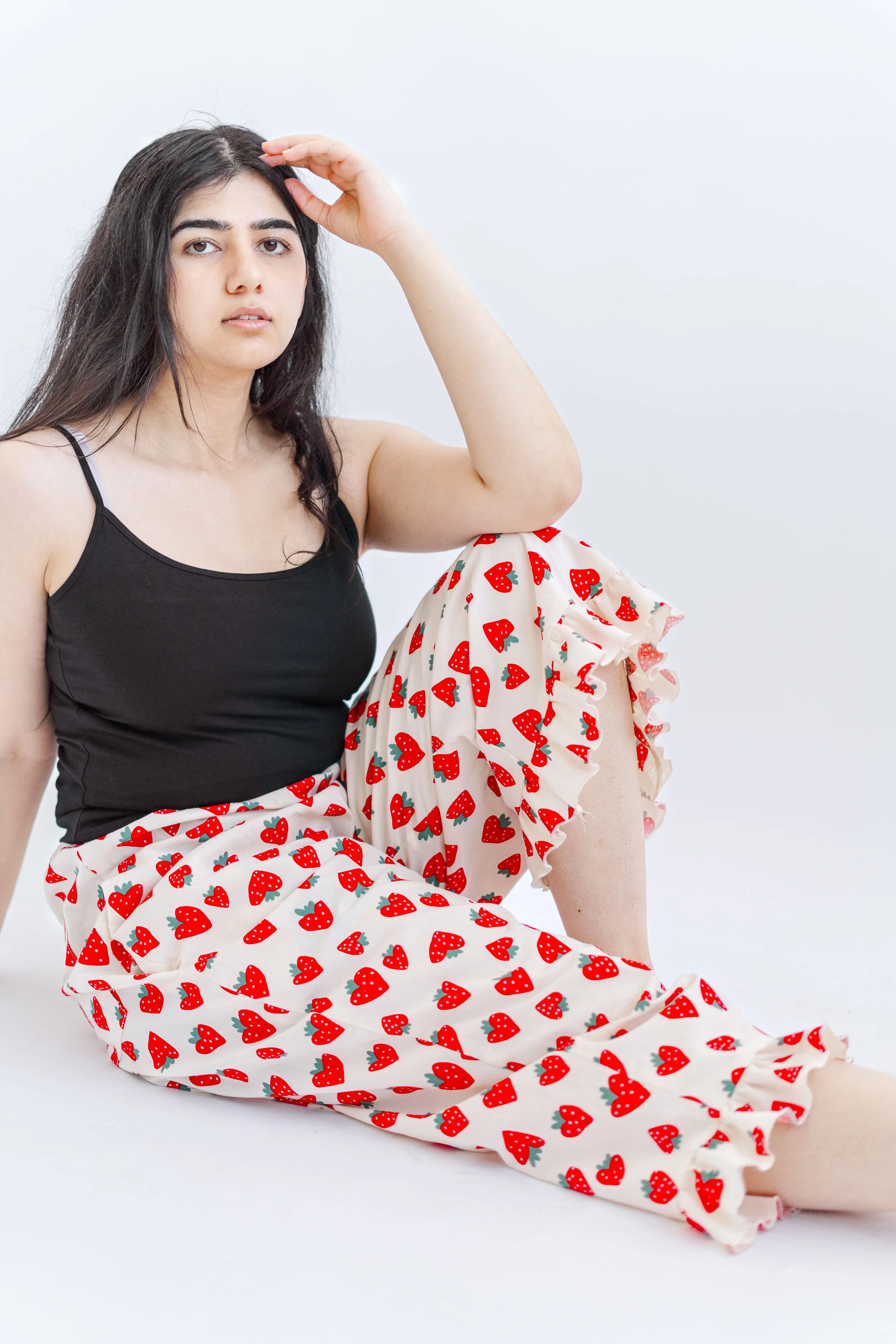 Ruffle Pants in Strawberry Cotton Poplin sold by Nettle Studios product image thumbnail 3