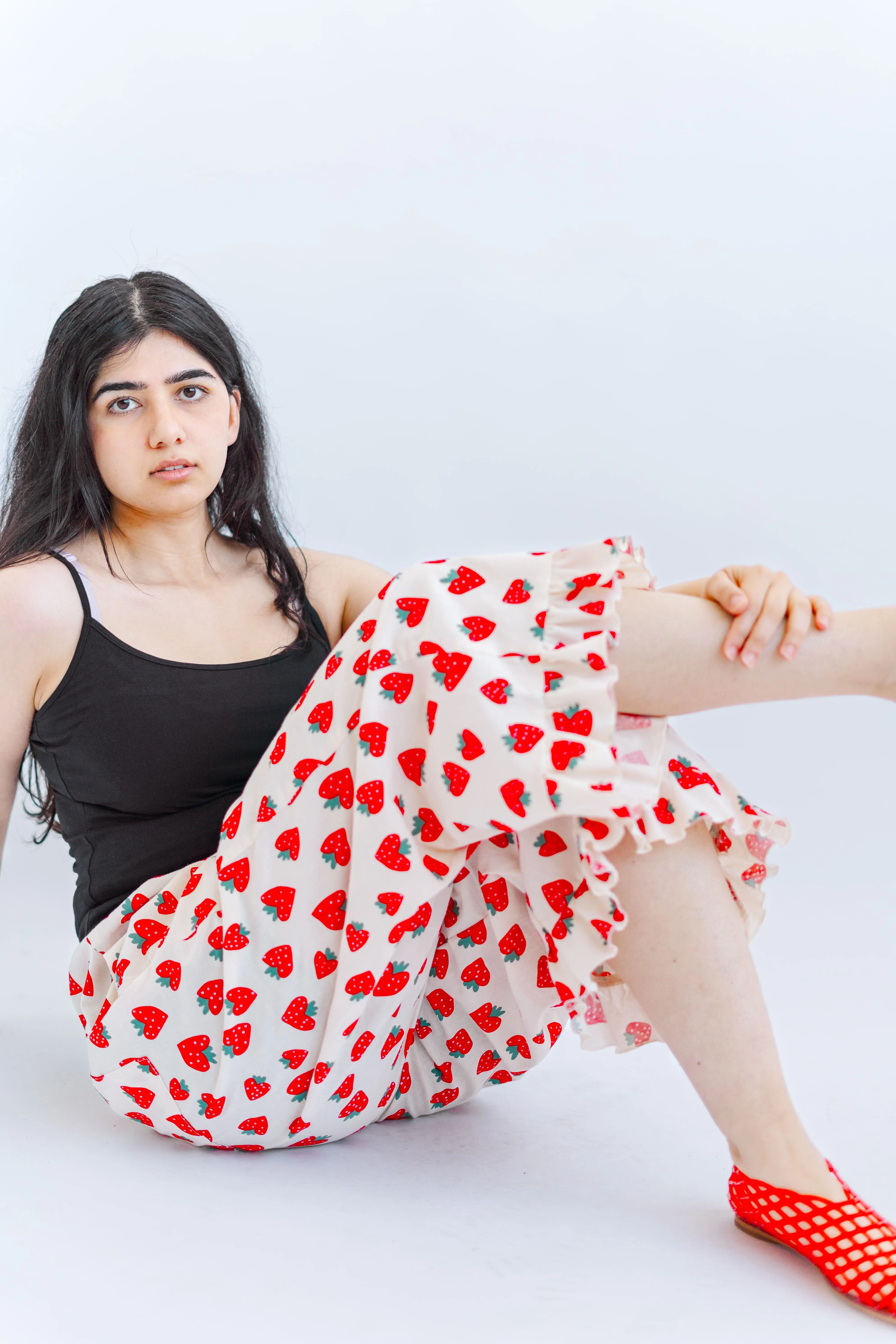 Ruffle Pants in Strawberry Cotton Poplin sold by Nettle Studios product image thumbnail 4