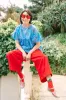 Mid Easy Pant in Cherry Linen (RTS) sold by Nettle Studios