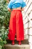 Mid Easy Pant in Cherry Linen (RTS) sold by Nettle Studios