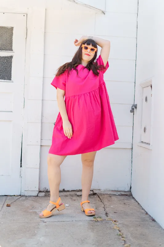 Everyday Dress in Hot Pink Linen (RTS) sold by Nettle Studios