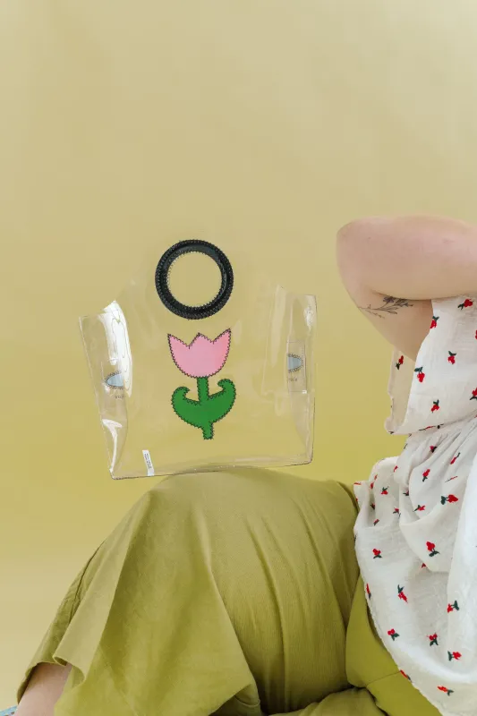 Pink Tulip Vinyl Bag sold by Nettle Studios