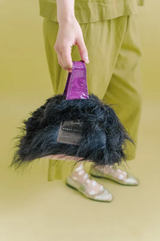 Black & Purple Fuzzball Handbag sold by Nettle Studios
