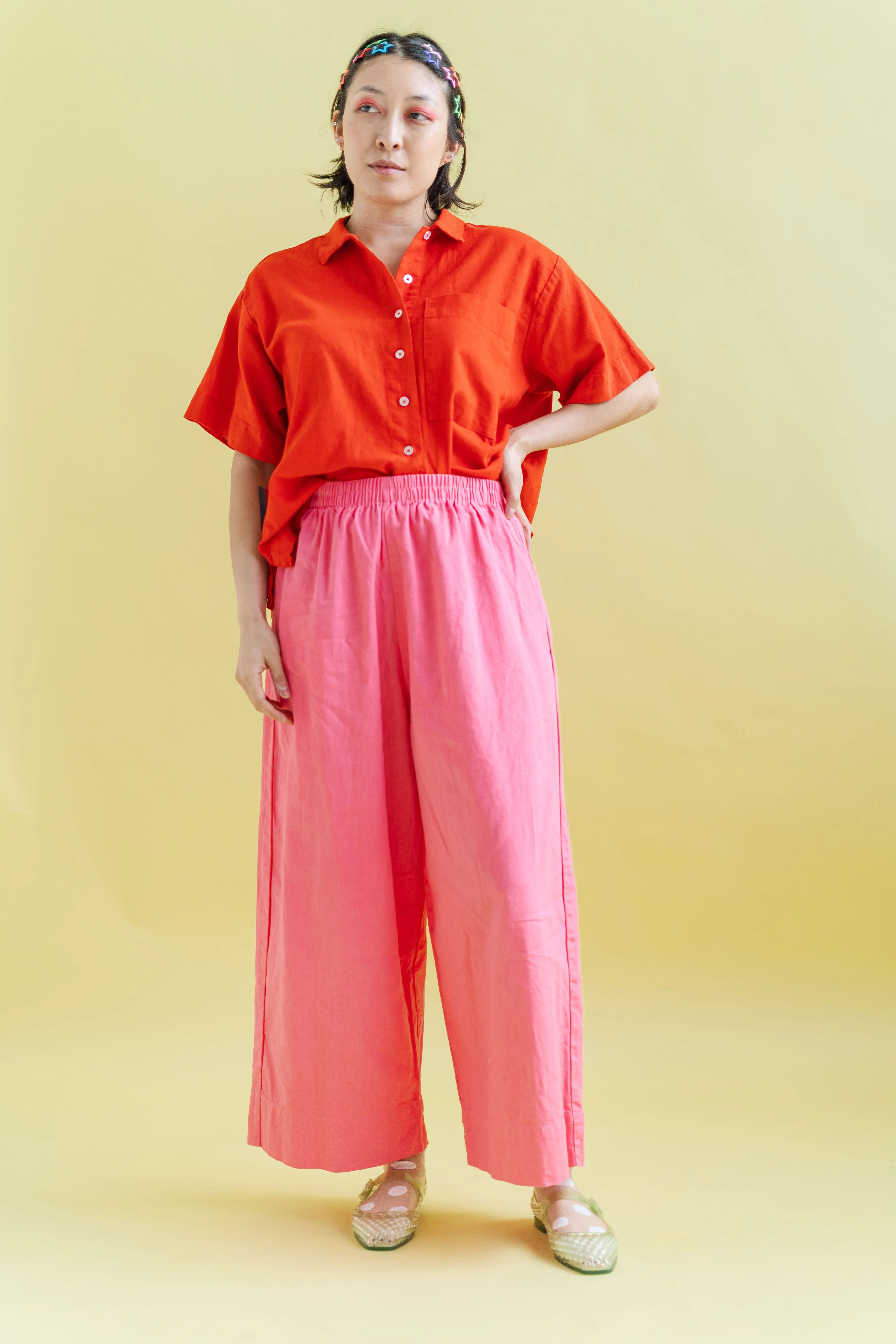 Mid Easy Pant in Bubblegum Linen sold by Nettle Studios product image thumbnail 4
