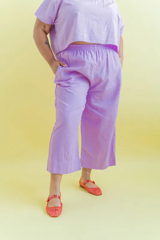 Mid Easy Pant in Lilac Linen (RTS) sold by Nettle Studios