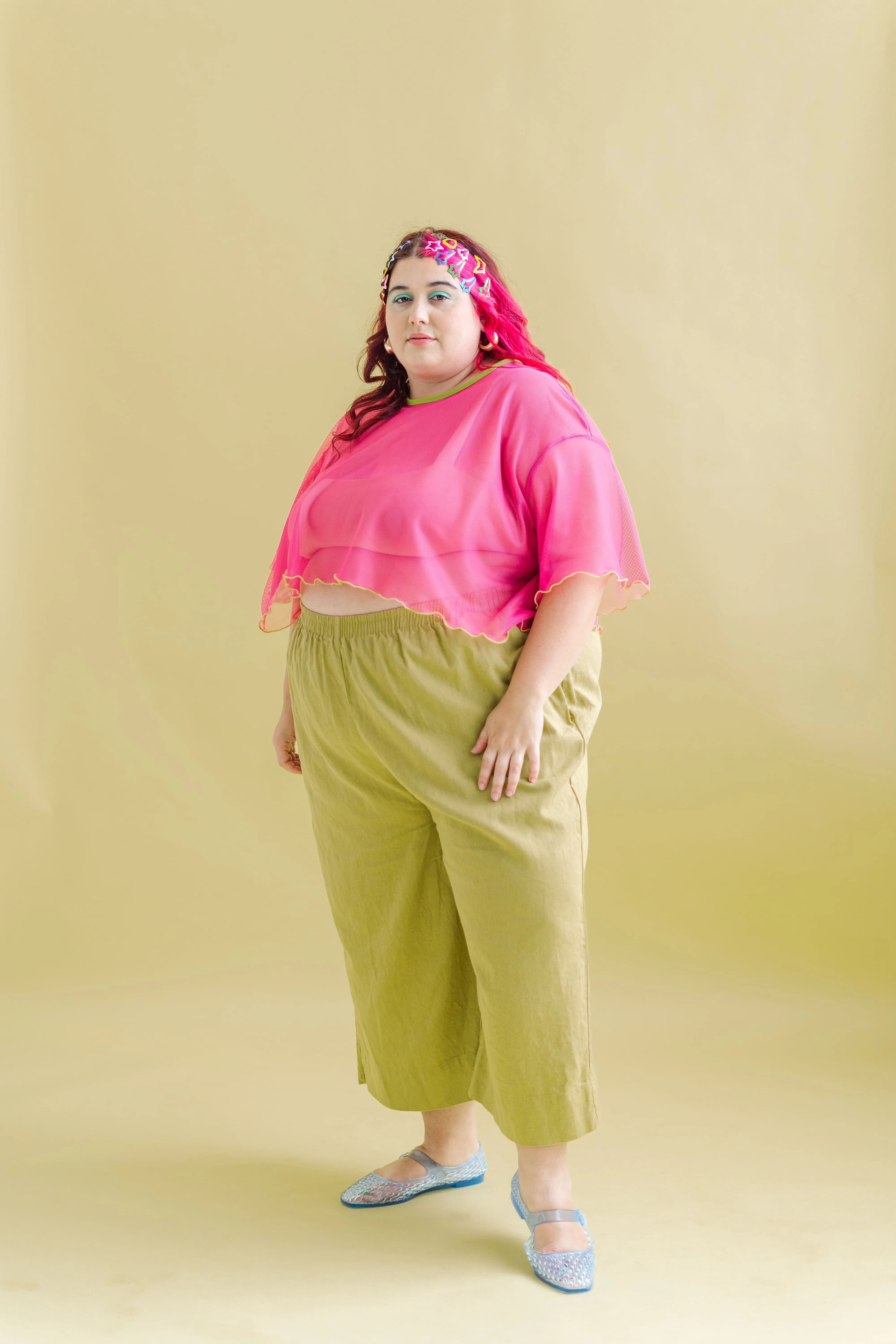 Mid Easy Pant in Chartreuse Linen sold by Nettle Studios product image thumbnail 3