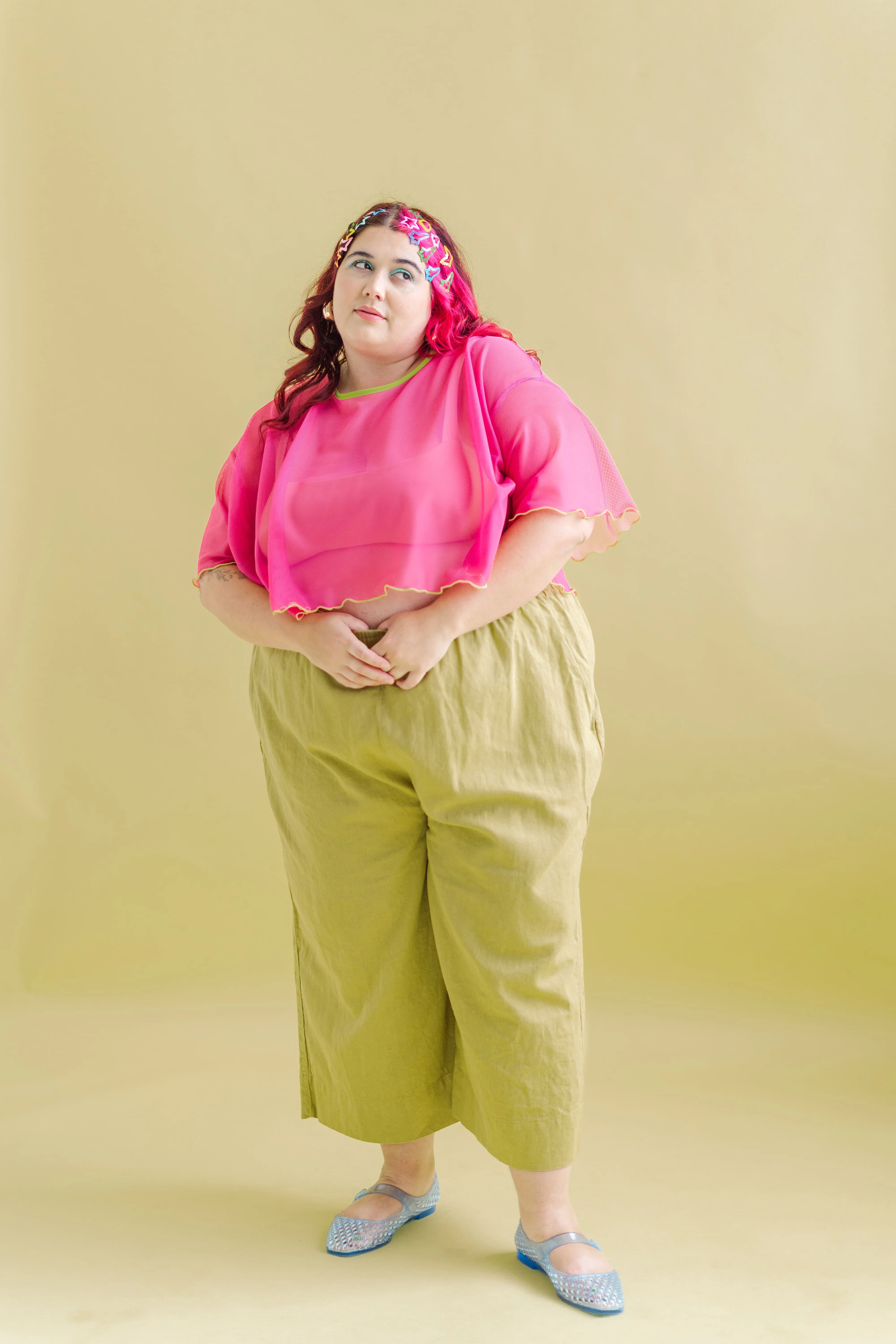 Mid Easy Pant in Chartreuse Linen sold by Nettle Studios product image thumbnail 2