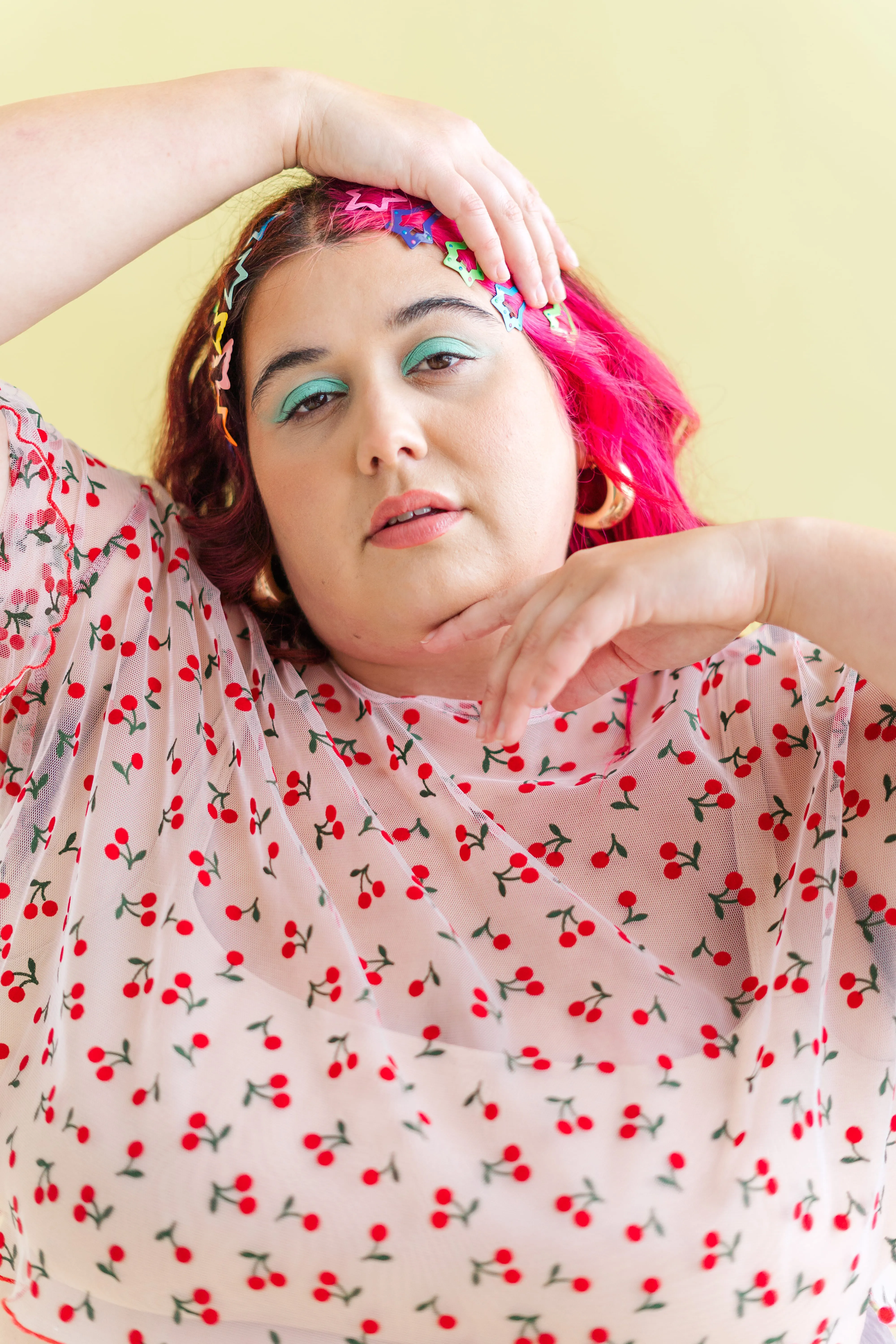 Boxy Crop Top in Cherry Mesh sold by Nettle Studios product image thumbnail 2