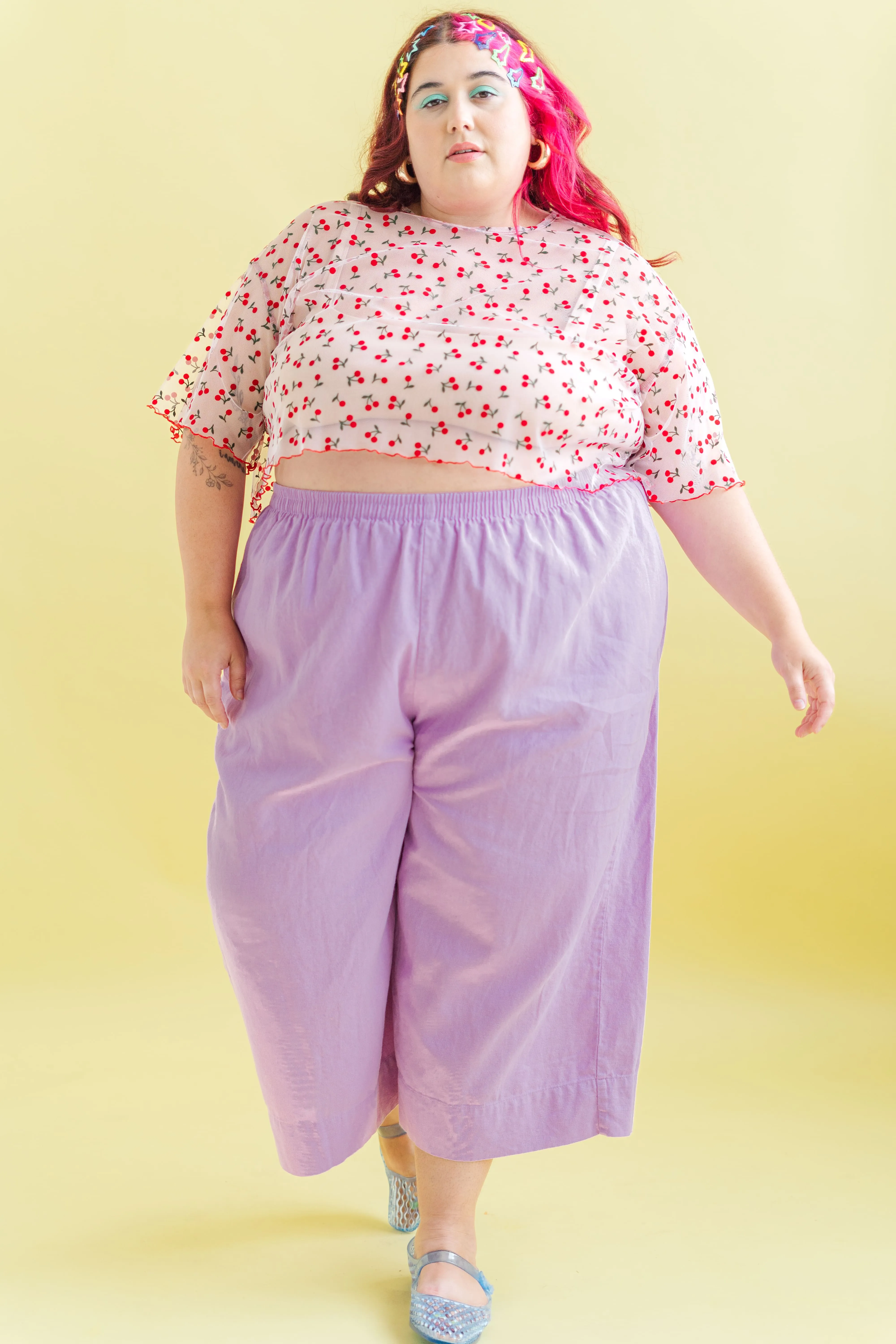 Boxy Crop Top in Cherry Mesh sold by Nettle Studios product image thumbnail 4