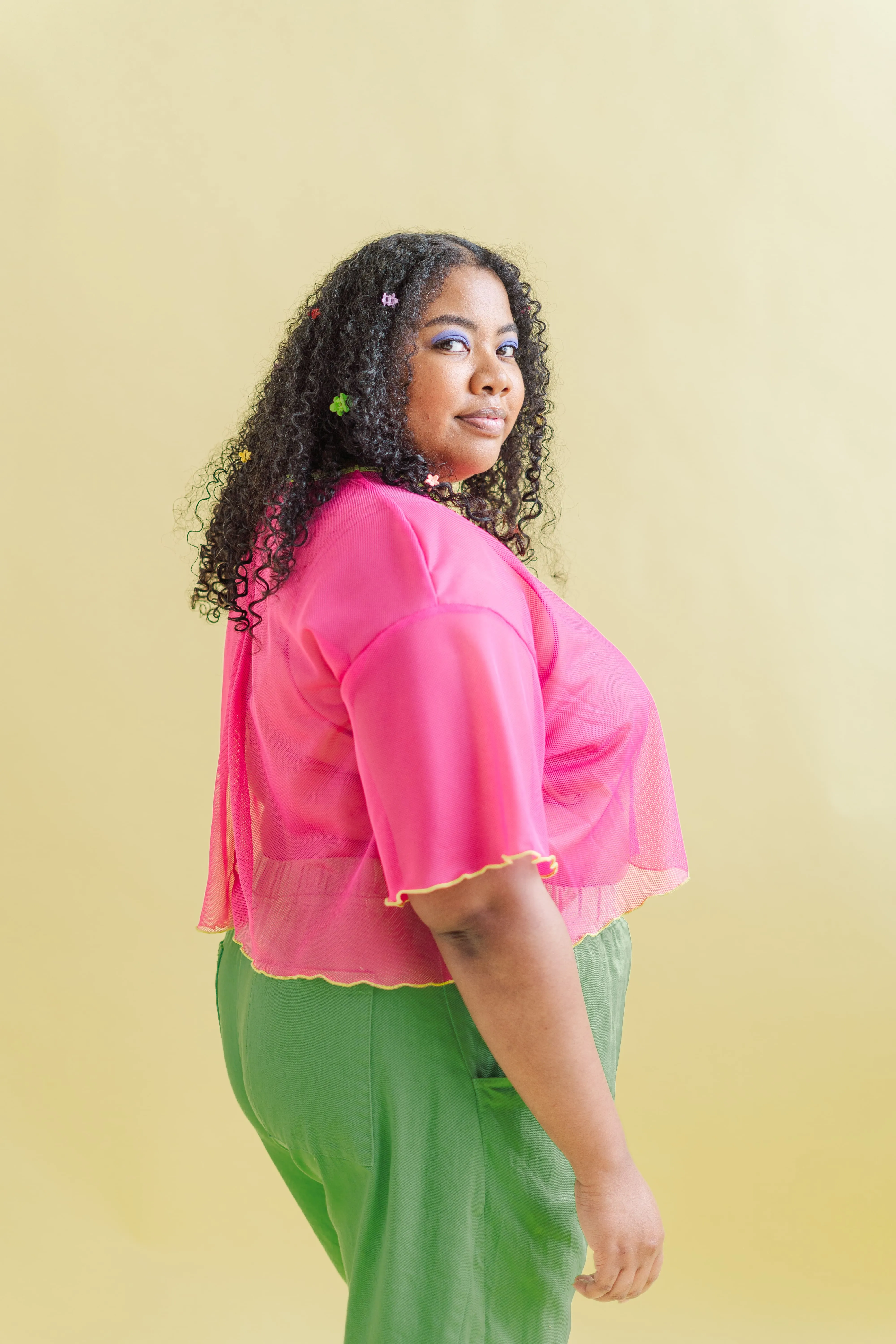 Boxy Crop Top in Hot Pink Mesh sold by Nettle Studios product image thumbnail 3