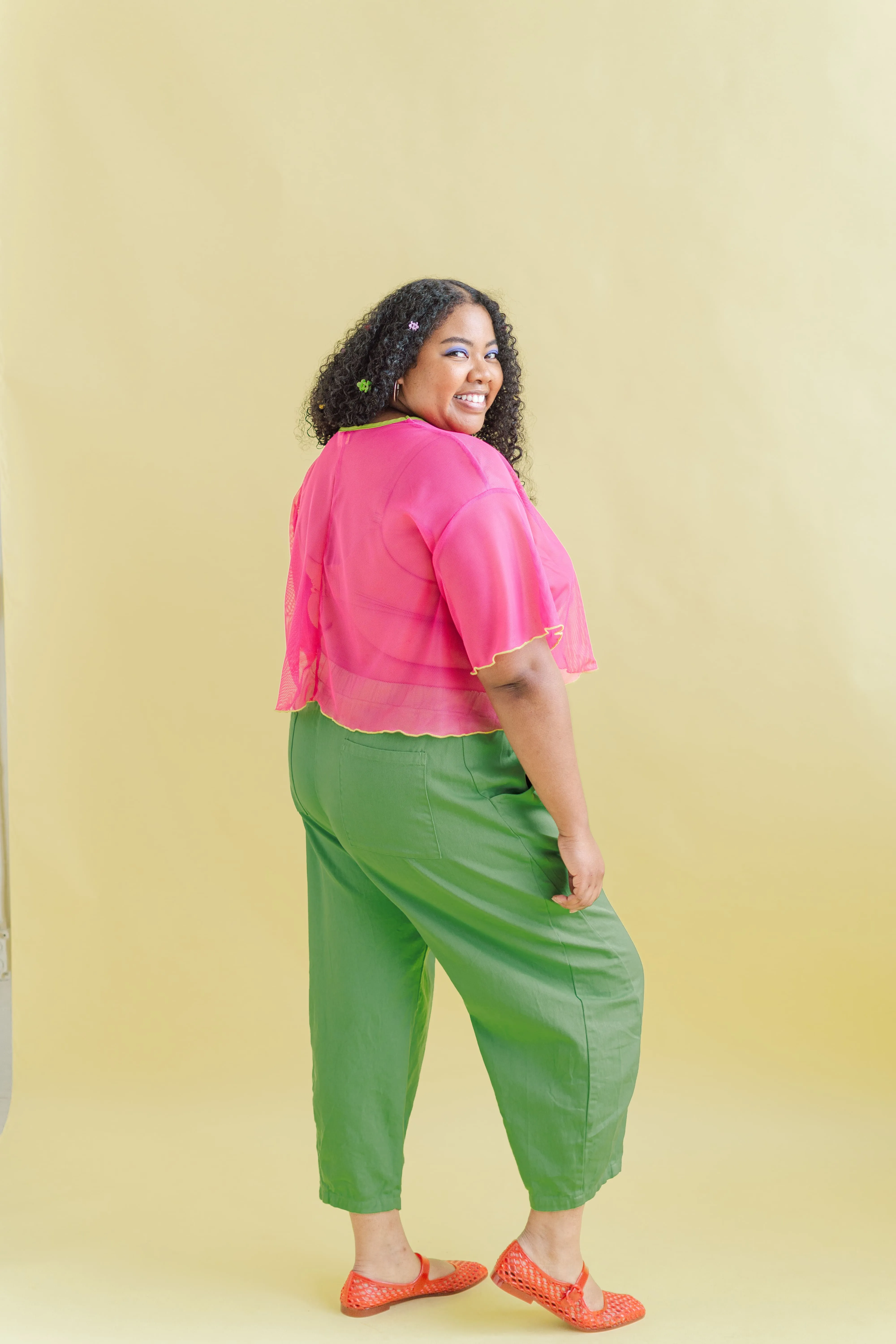 Boxy Crop Top in Hot Pink Mesh sold by Nettle Studios product image thumbnail 5