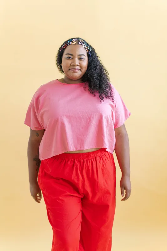 Tee in Bubblegum Linen made by Nettle Studios