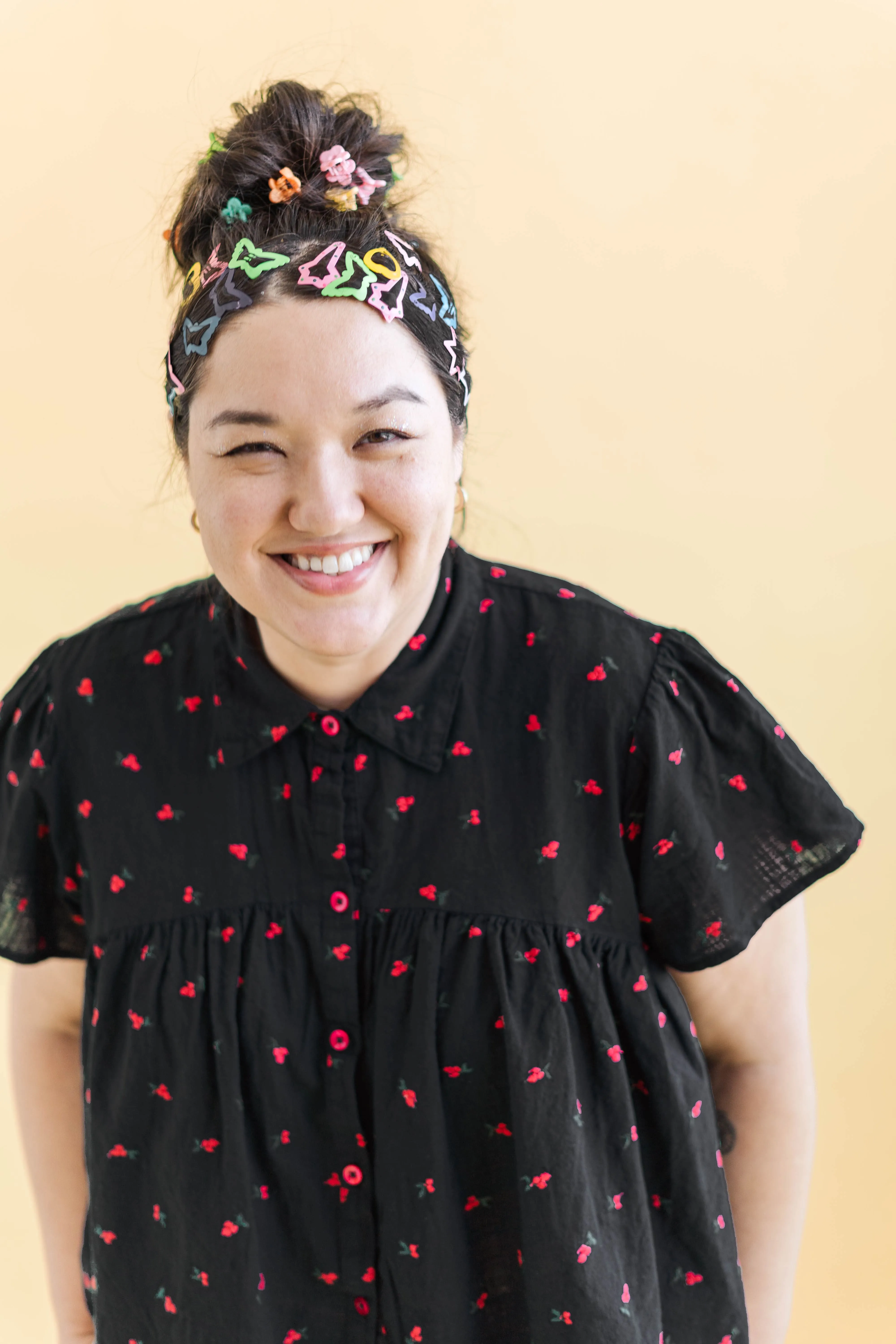 BLACK CHERRY COTTON BUTTON MUSHROOM TOP sold by Nettle Studios product image thumbnail 2