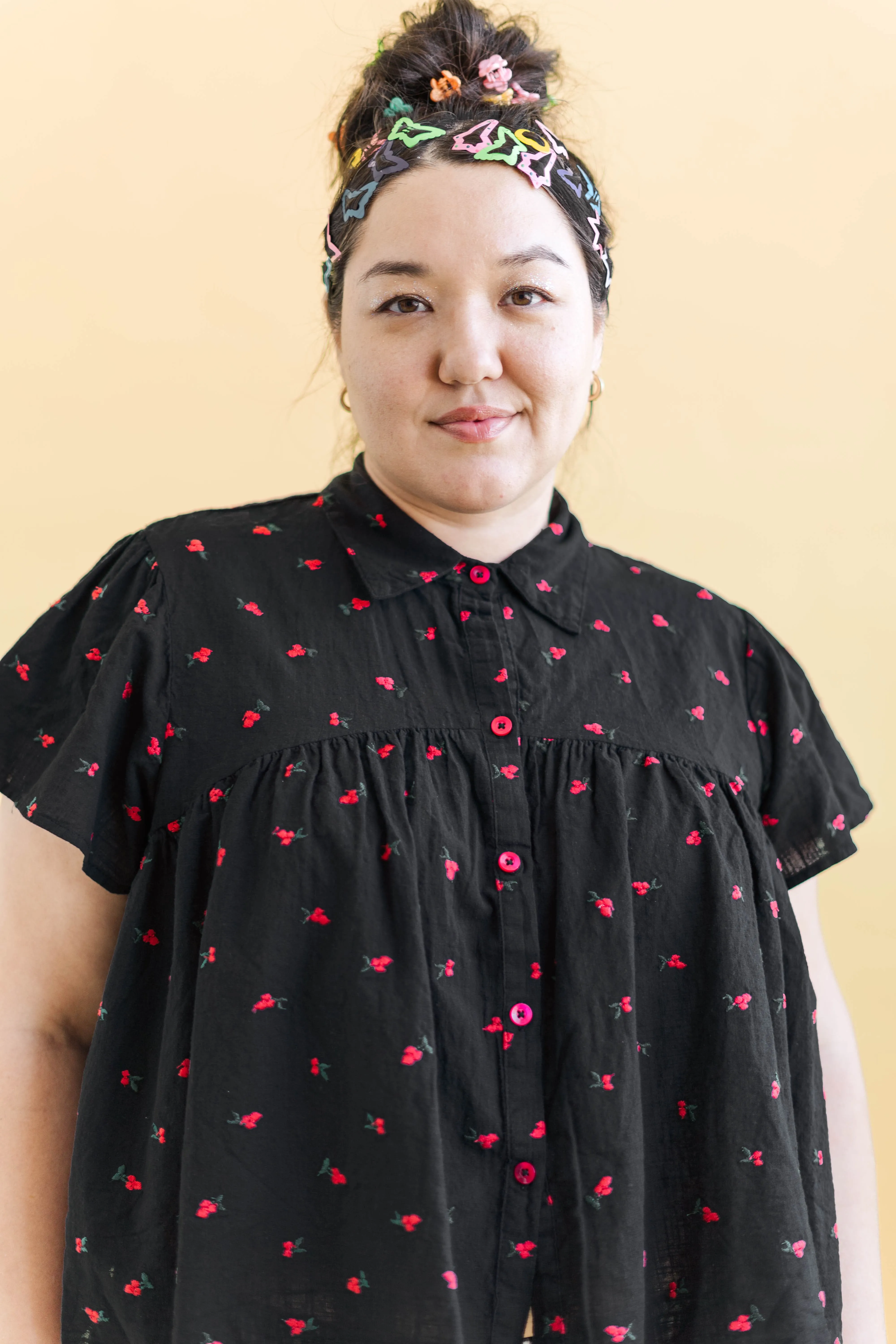 BLACK CHERRY COTTON BUTTON MUSHROOM TOP sold by Nettle Studios product image thumbnail 4