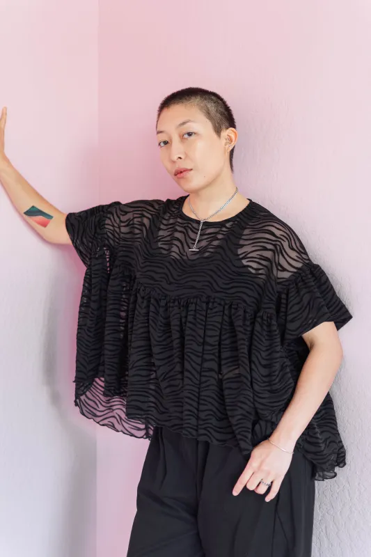 Zebra Mesh Mushroom Top sold by Nettle Studios