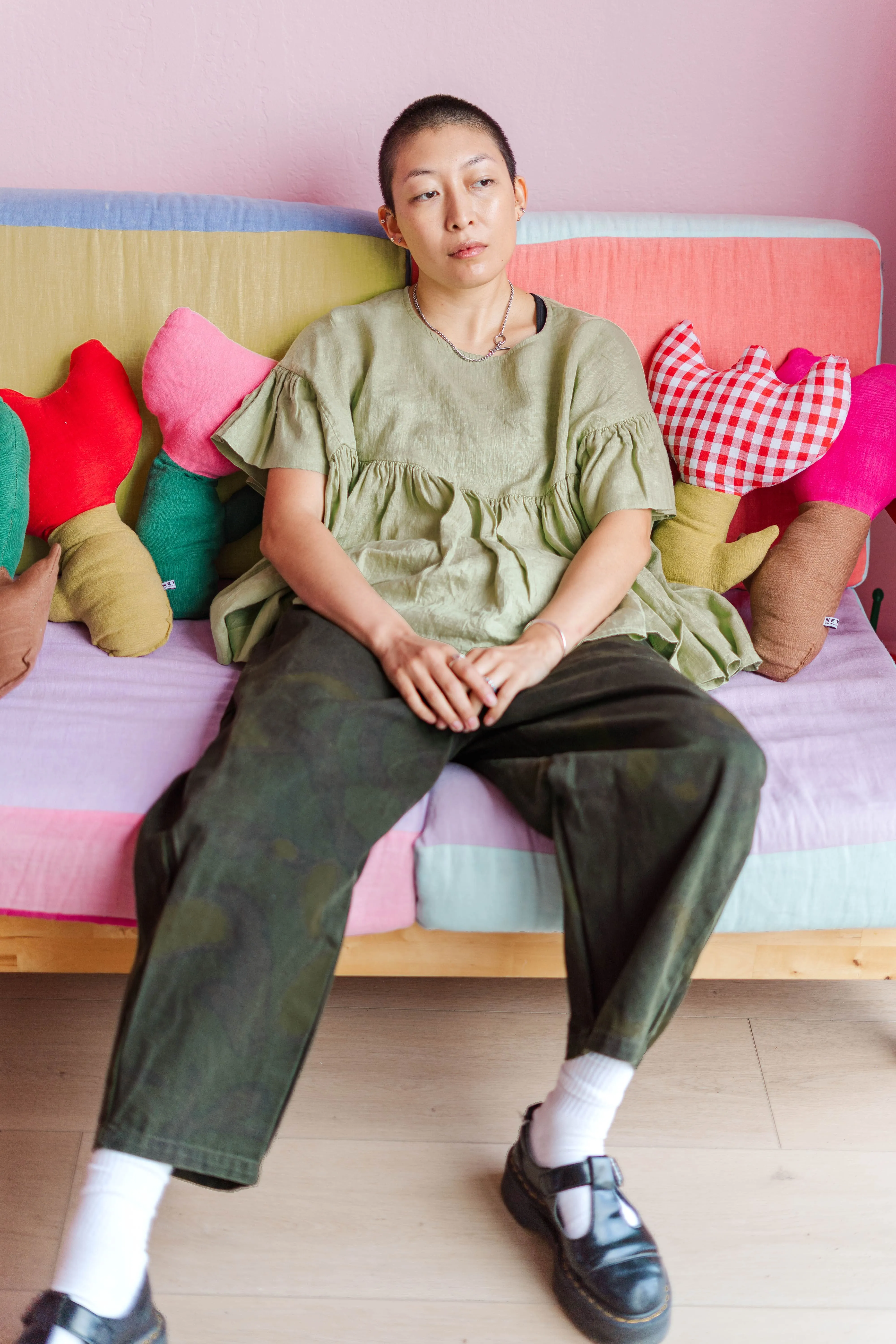 Mushroom Top in Celery Linen sold by Nettle Studios product image thumbnail 2