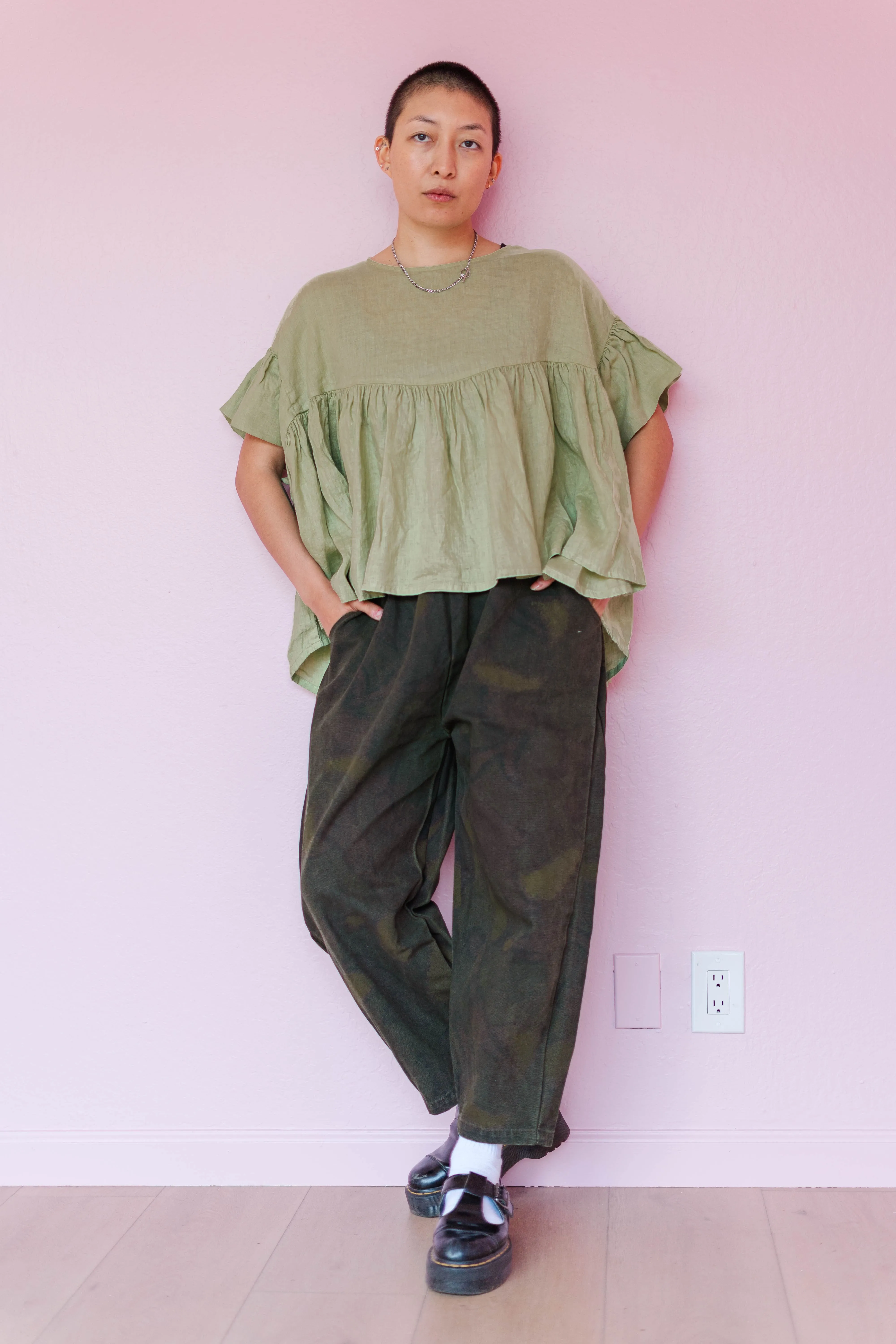 Mushroom Top in Celery Linen sold by Nettle Studios product image thumbnail 5