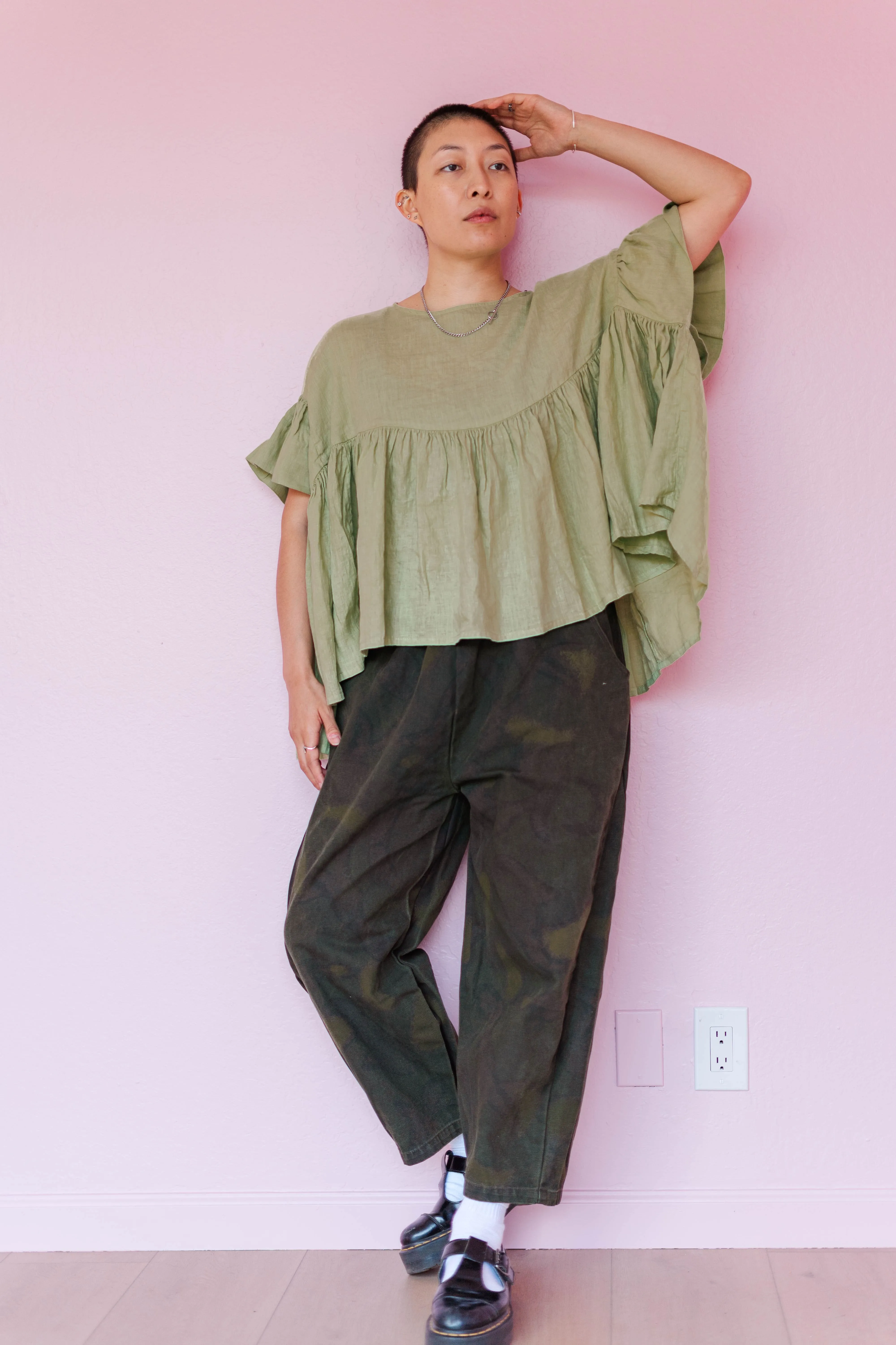 Mushroom Top in Celery Linen sold by Nettle Studios product image thumbnail 3