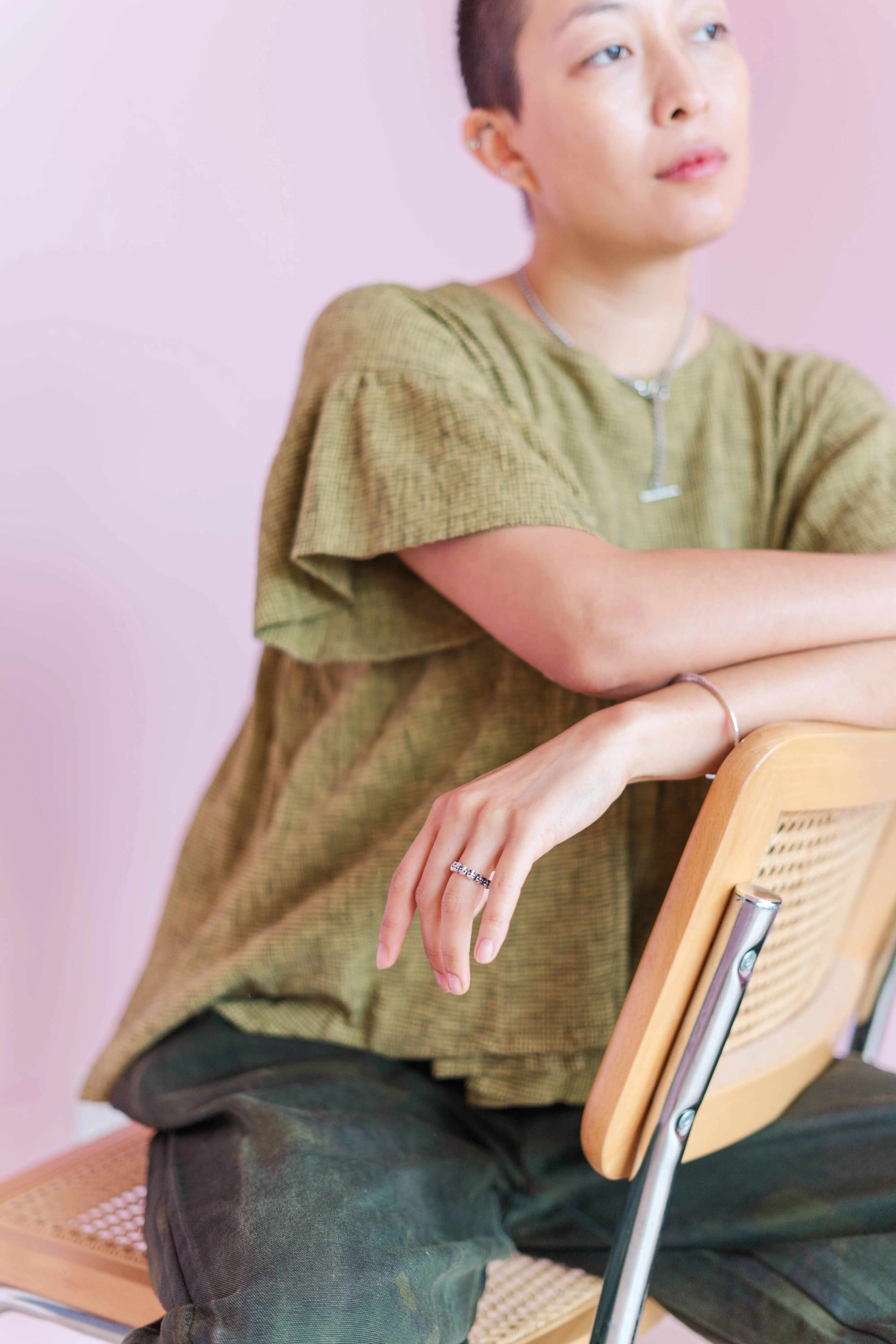 Mushroom Top in Chartreuse Gauze sold by Nettle Studios product image thumbnail 4