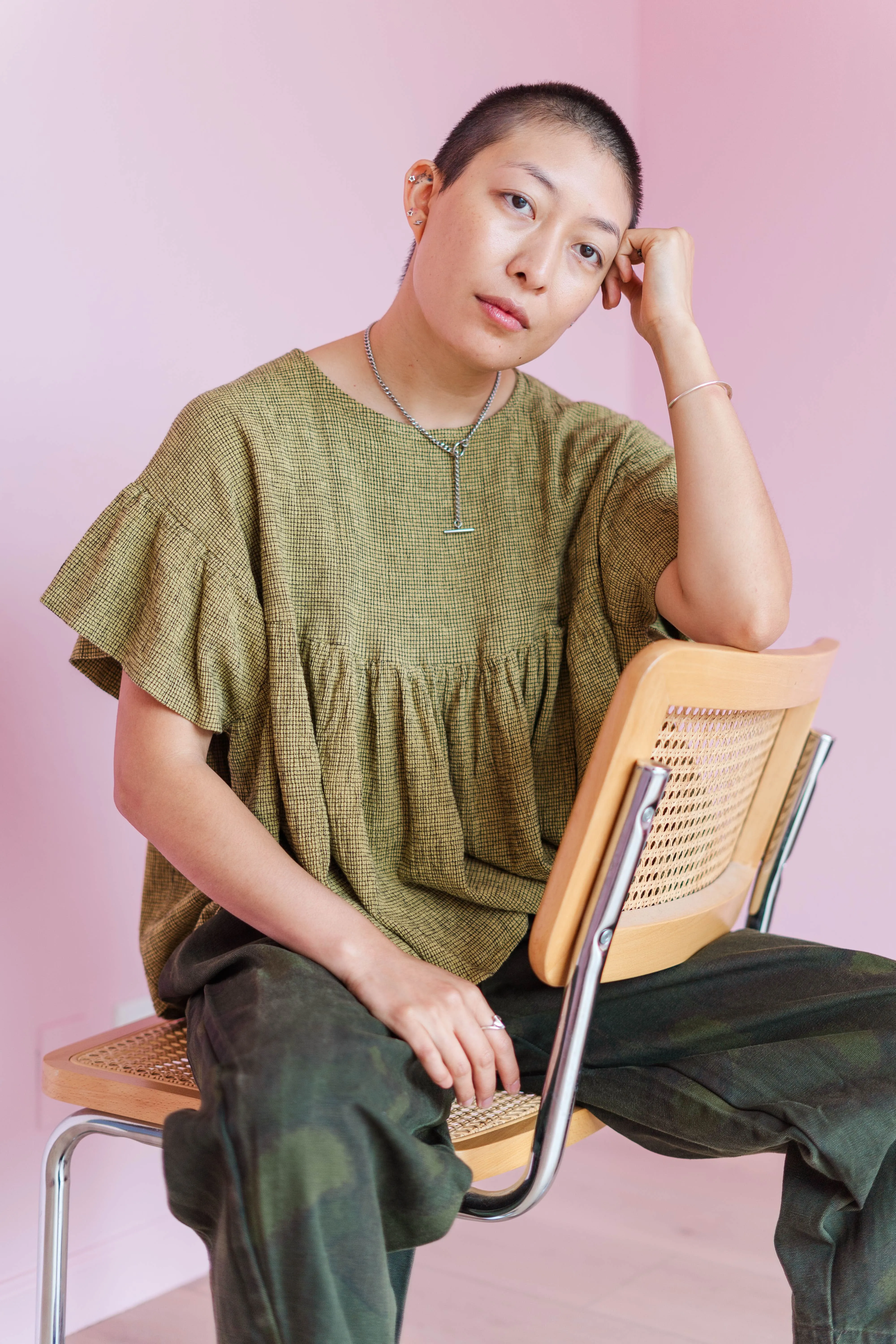 Mushroom Top in Chartreuse Gauze sold by Nettle Studios product image thumbnail 2