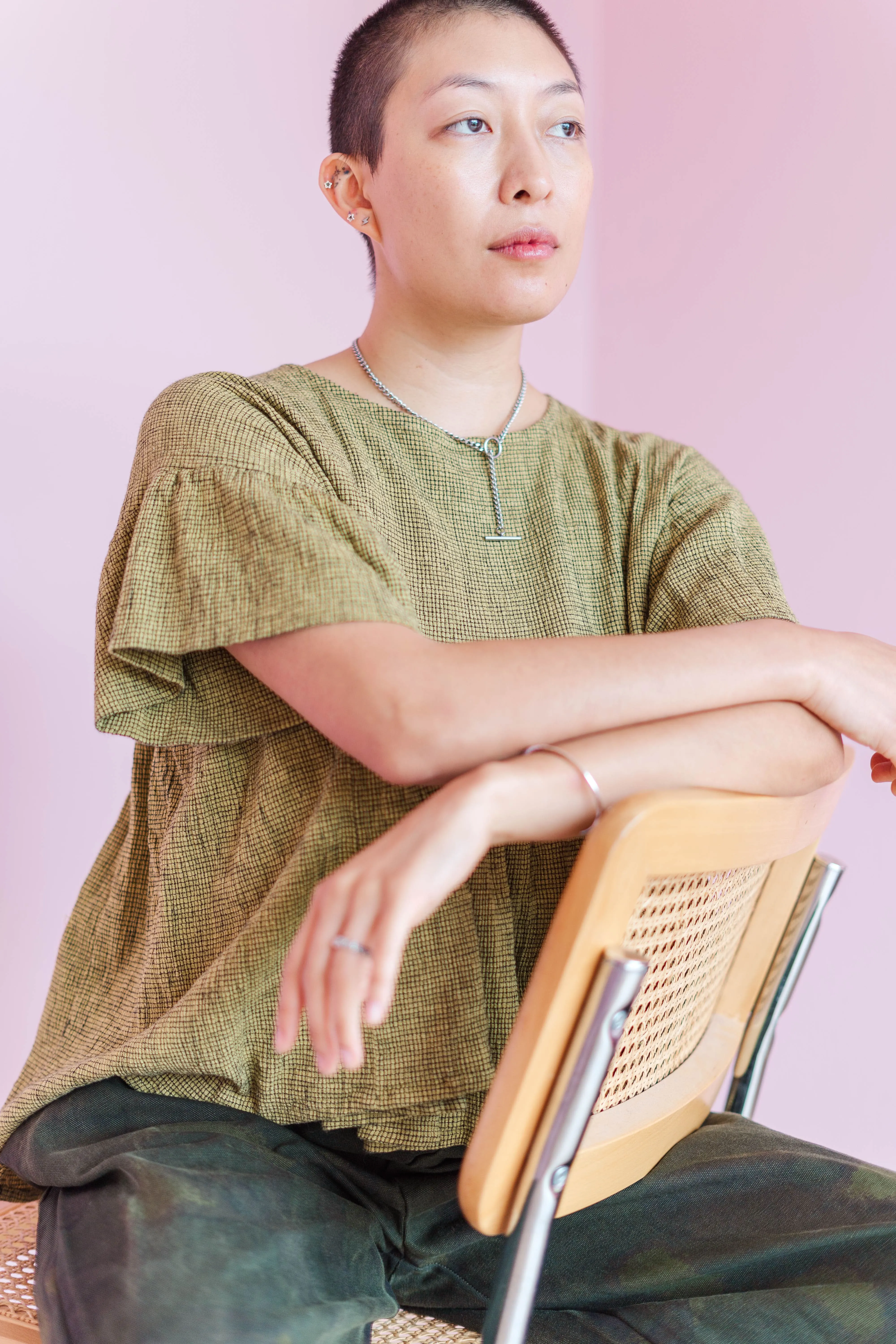 Mushroom Top in Chartreuse Gauze sold by Nettle Studios product image thumbnail 5