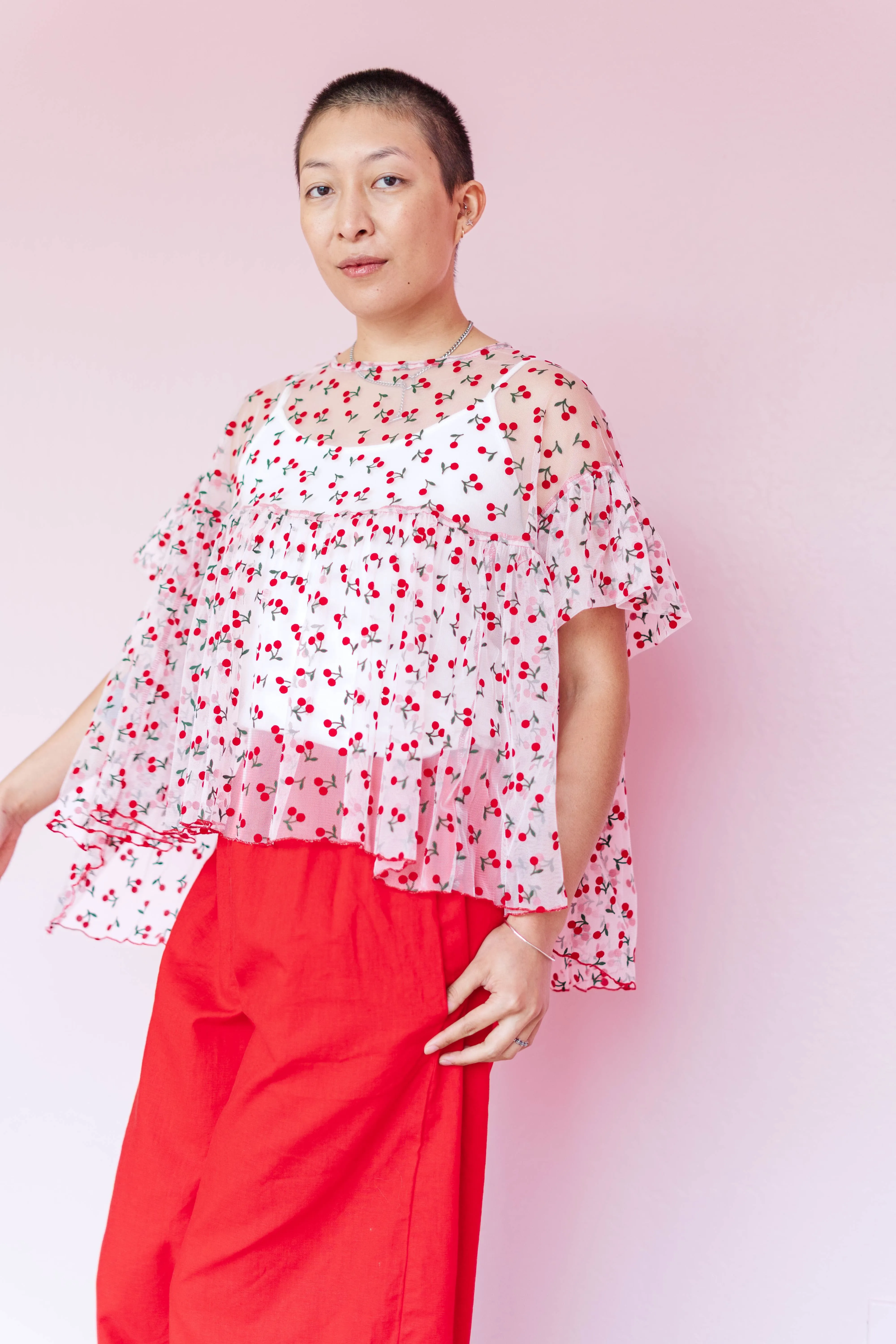 Mushroom Top in Cherry Mesh sold by Nettle Studios product image thumbnail 2