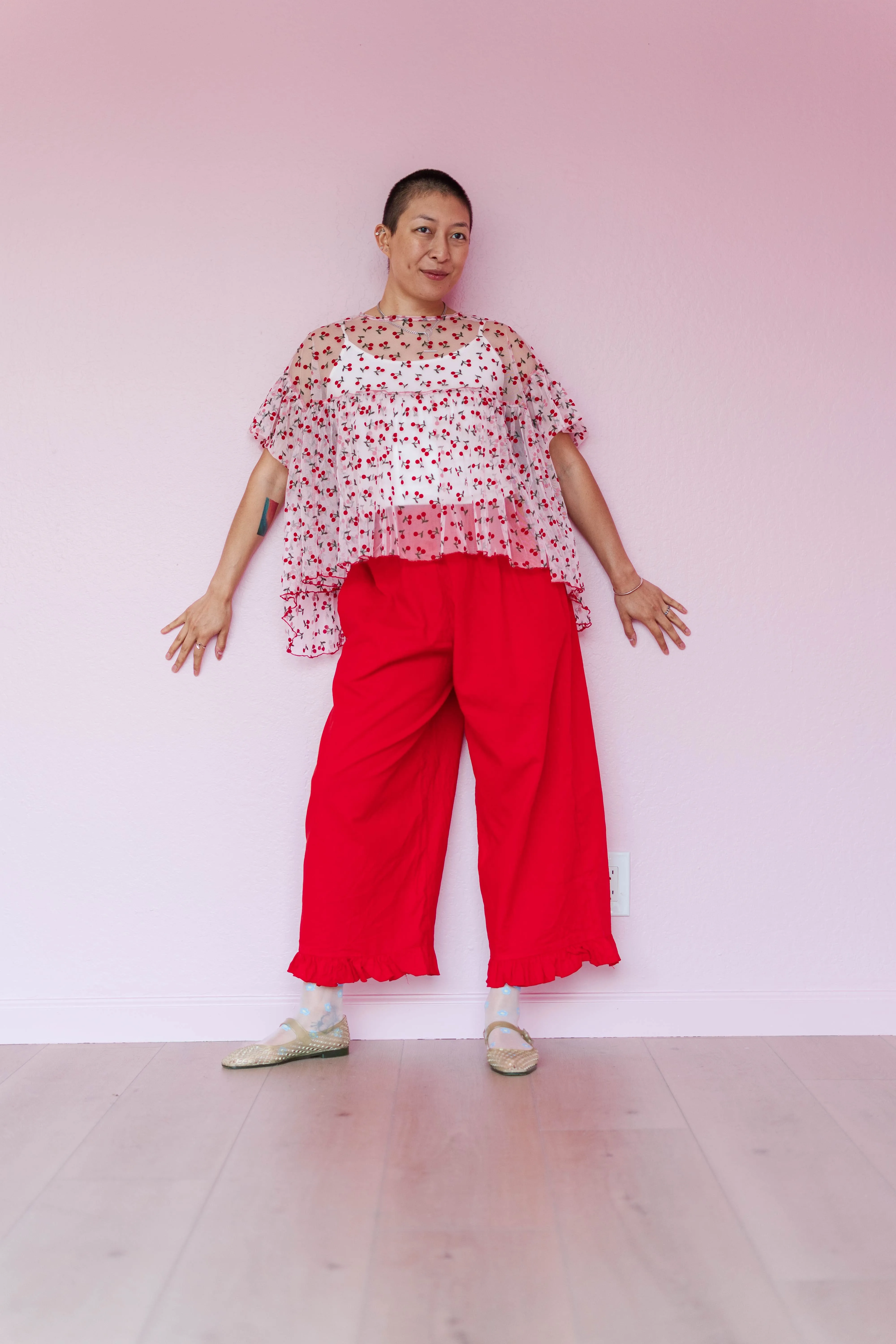 Mushroom Top in Cherry Mesh sold by Nettle Studios product image thumbnail 5