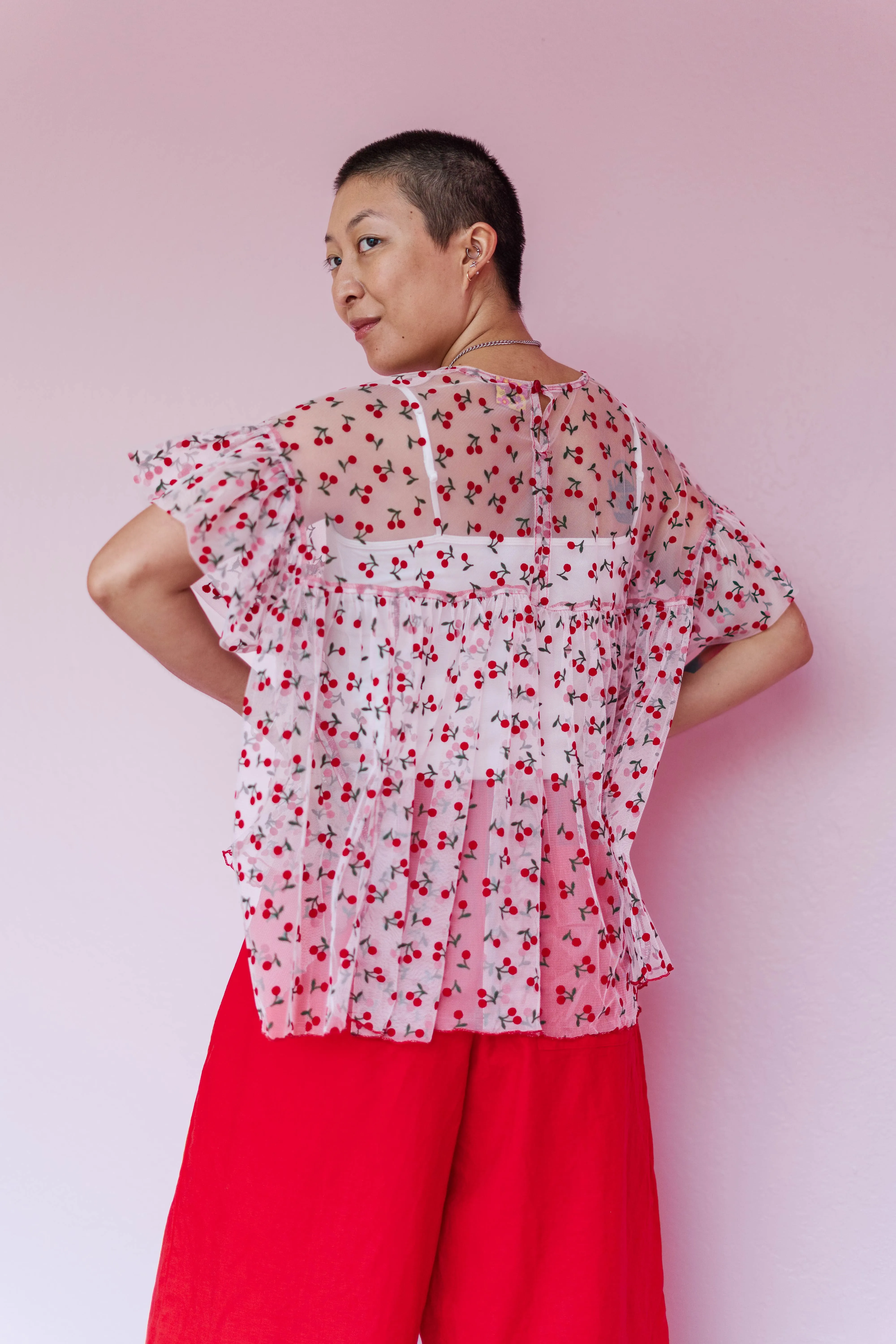 Mushroom Top in Cherry Mesh sold by Nettle Studios product image thumbnail 4