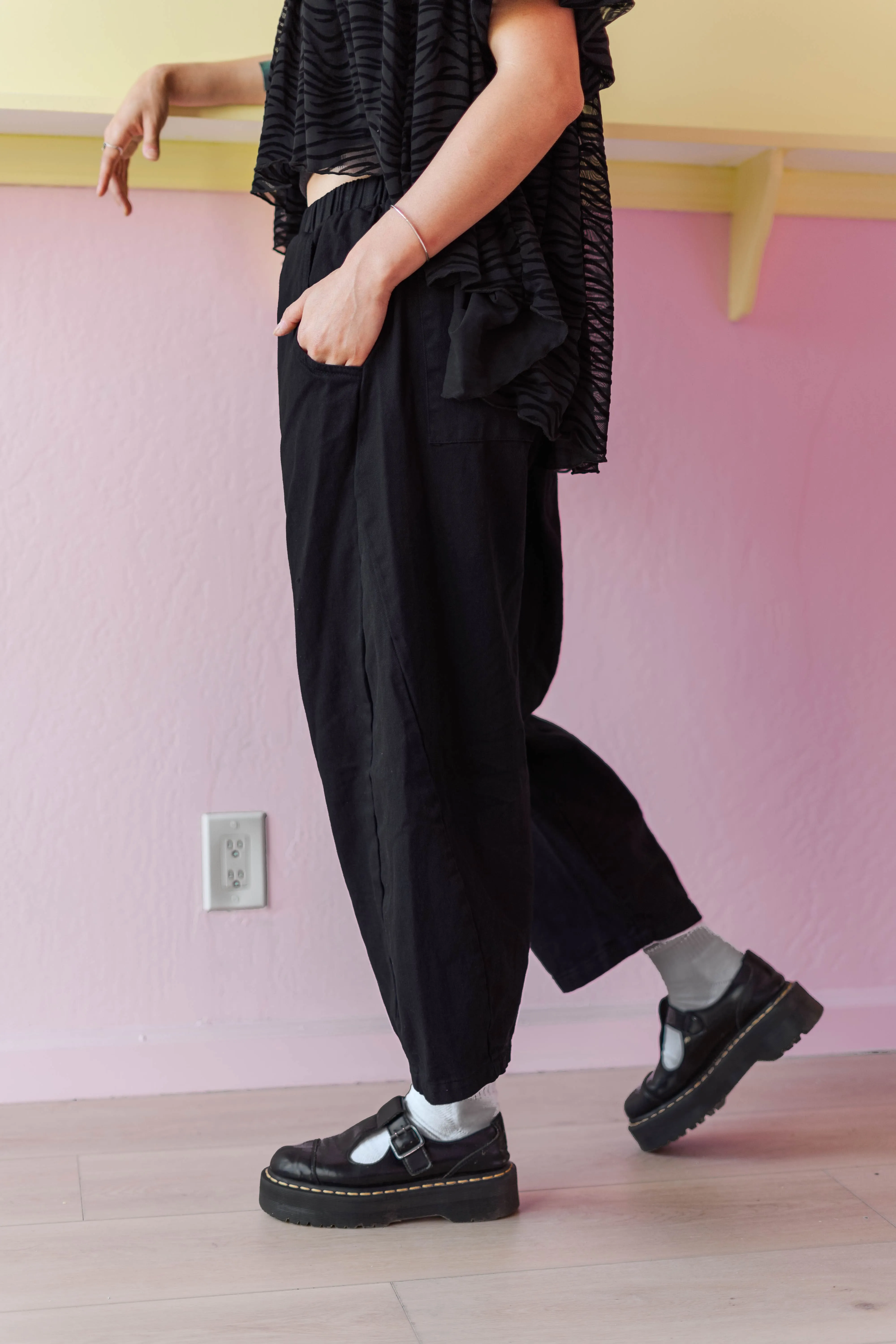 Black Twill Barrel Pant sold by Nettle Studios product image thumbnail 3