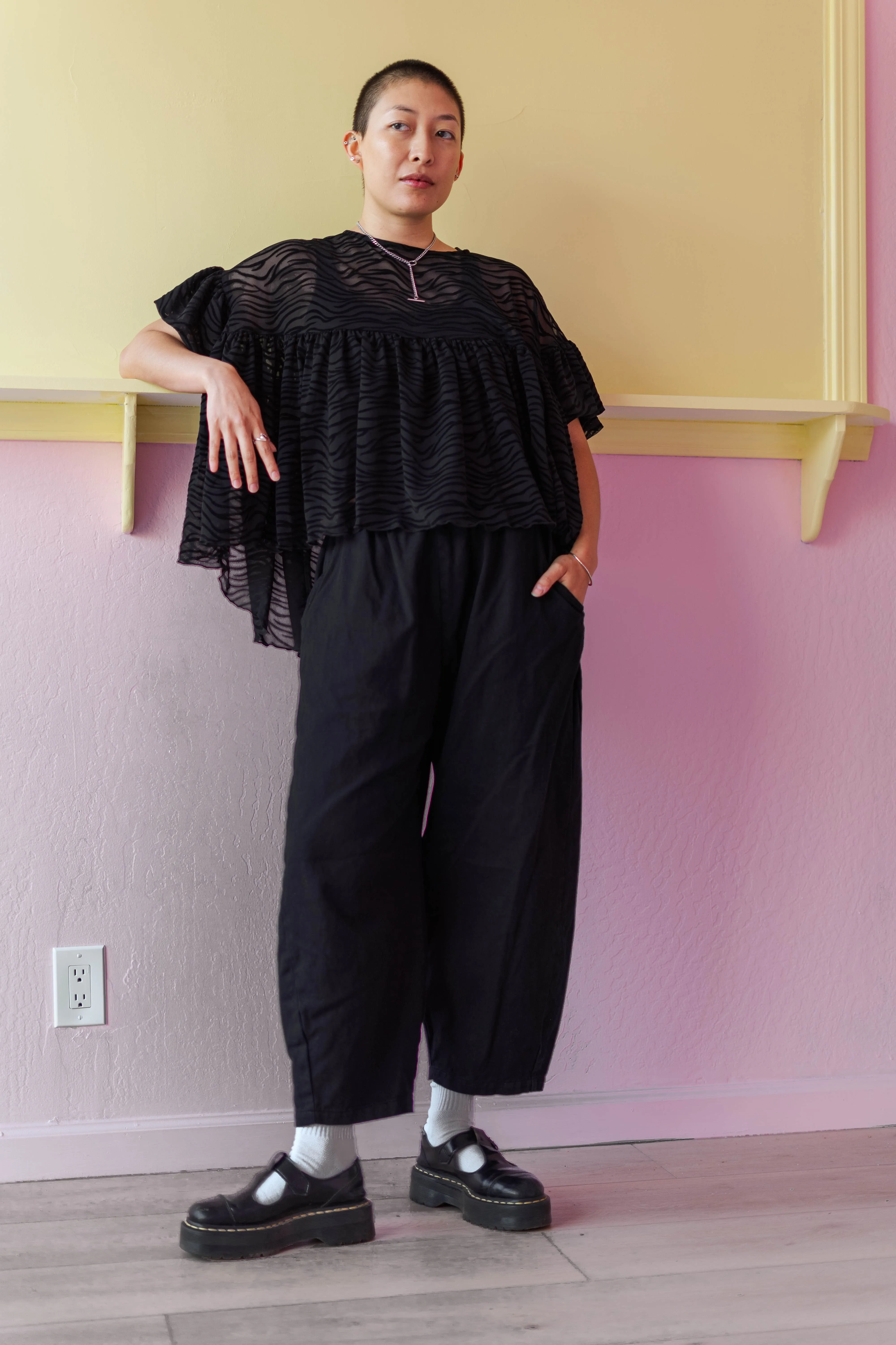 Black Twill Barrel Pant sold by Nettle Studios product image thumbnail 2