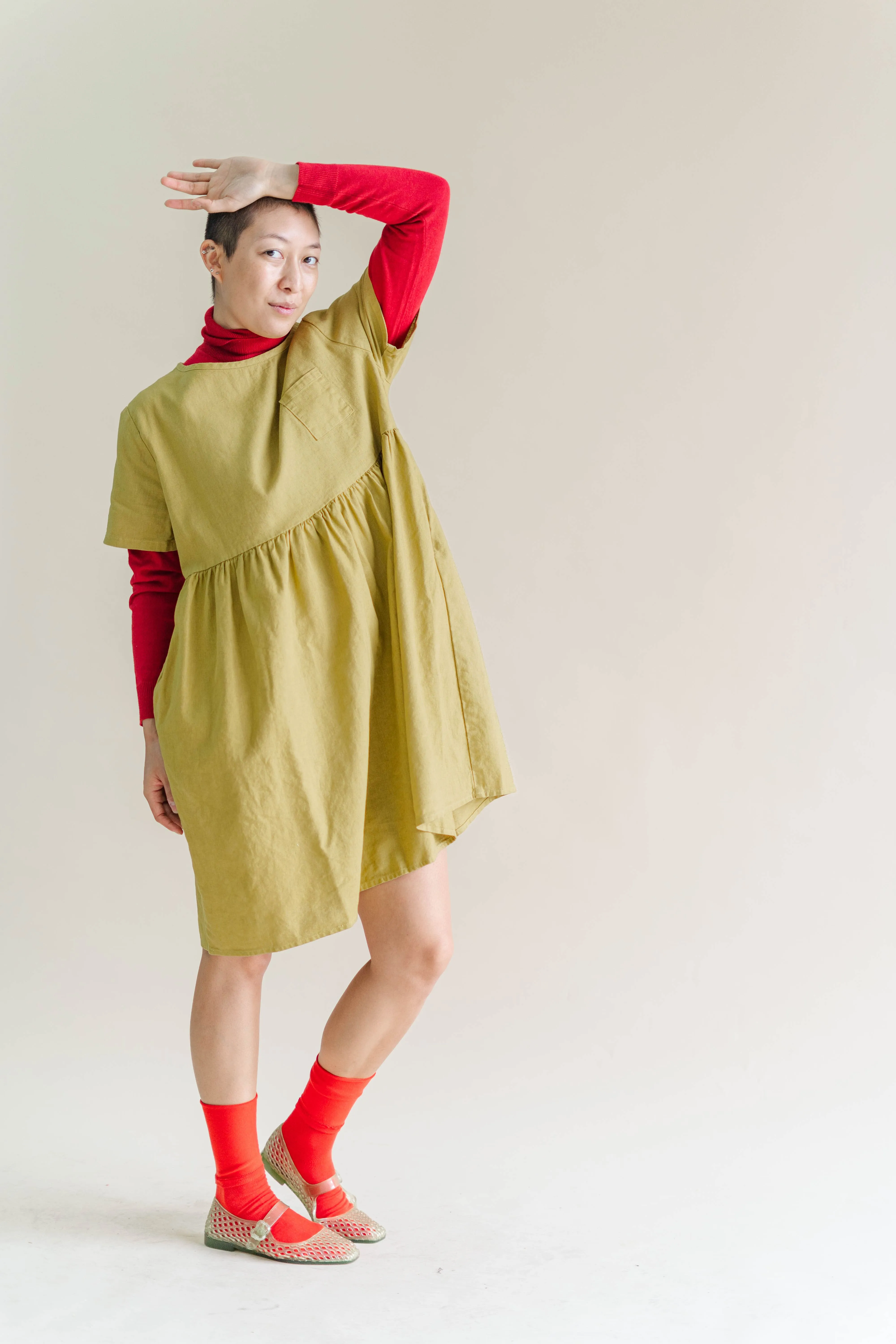 Chartreuse Linen Everyday Dress sold by Nettle Studios product image thumbnail 2