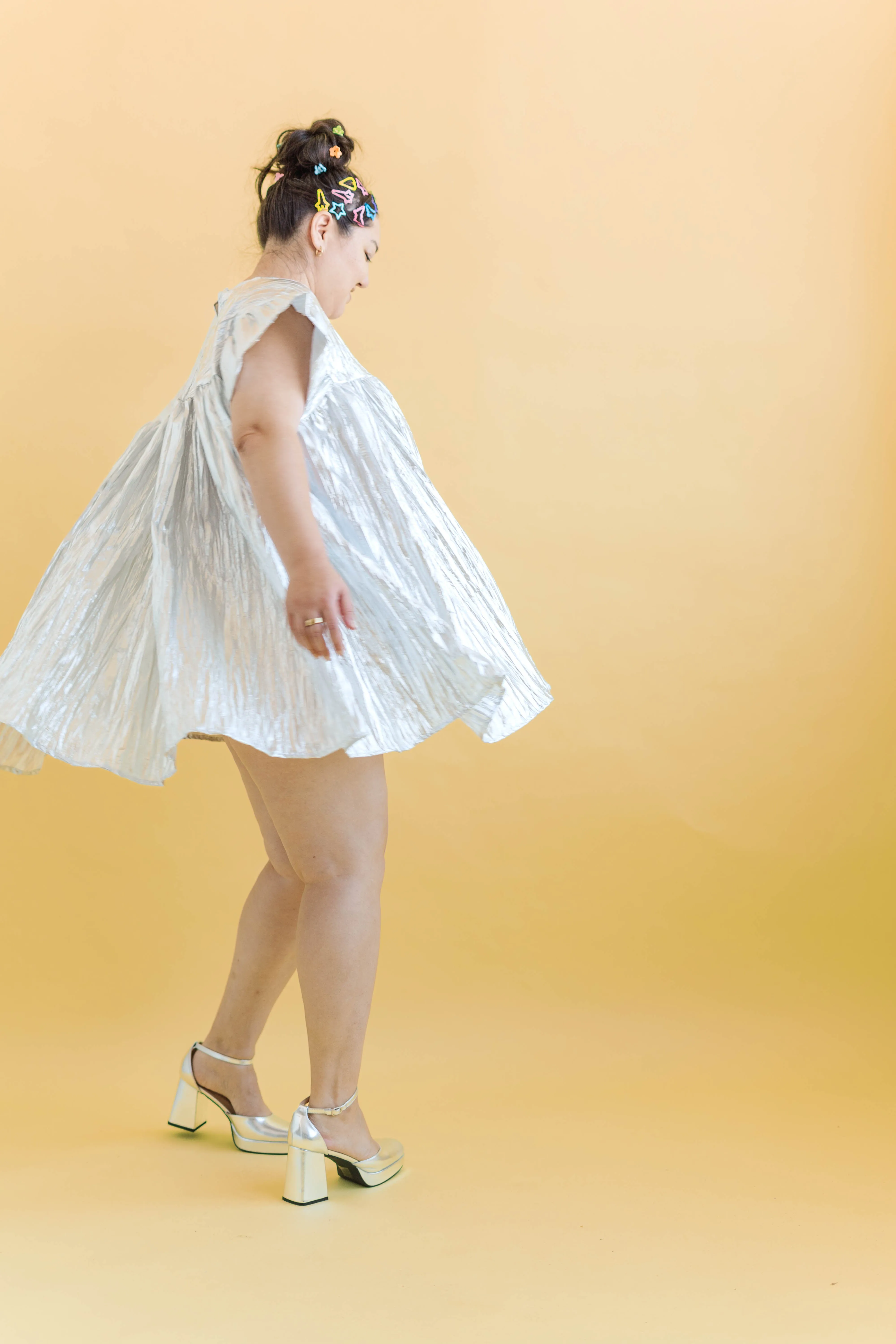 Silver Metallic Mini Mushroom Dress sold by Nettle Studios product image thumbnail 3