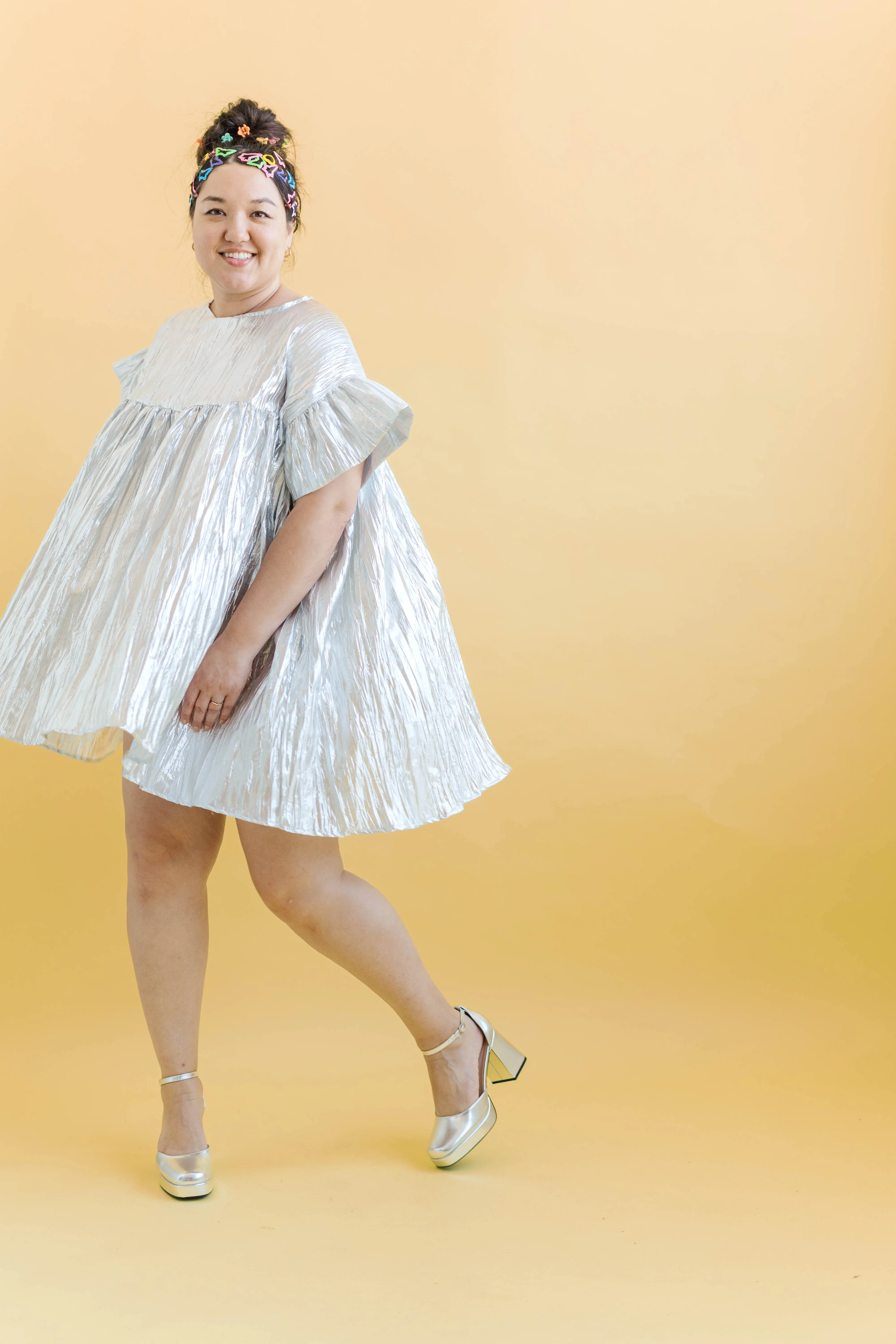 Silver Metallic Mini Mushroom Dress sold by Nettle Studios product image thumbnail 4