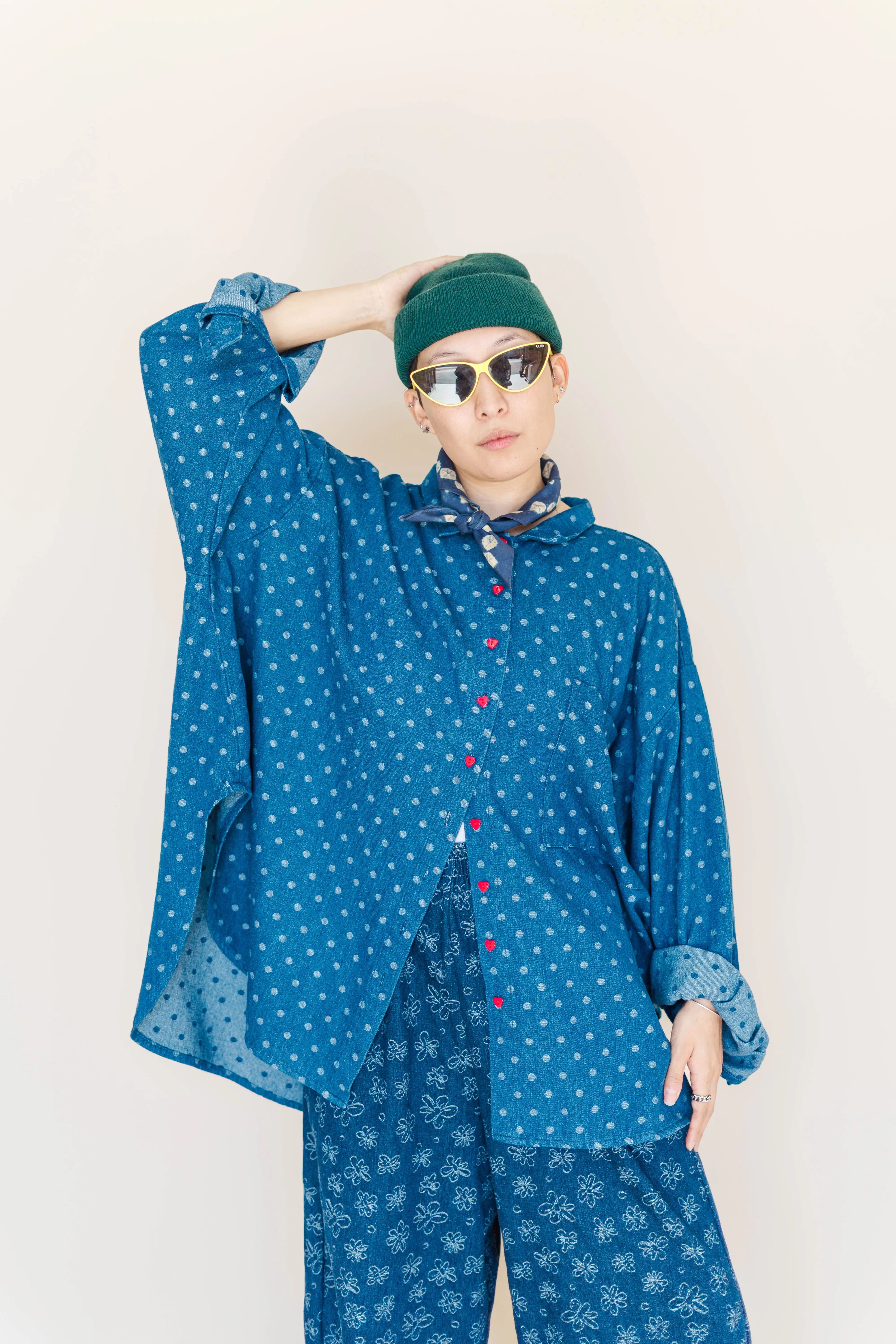 Polka Dot Denim SVLS Top sold by Nettle Studios product image thumbnail 3
