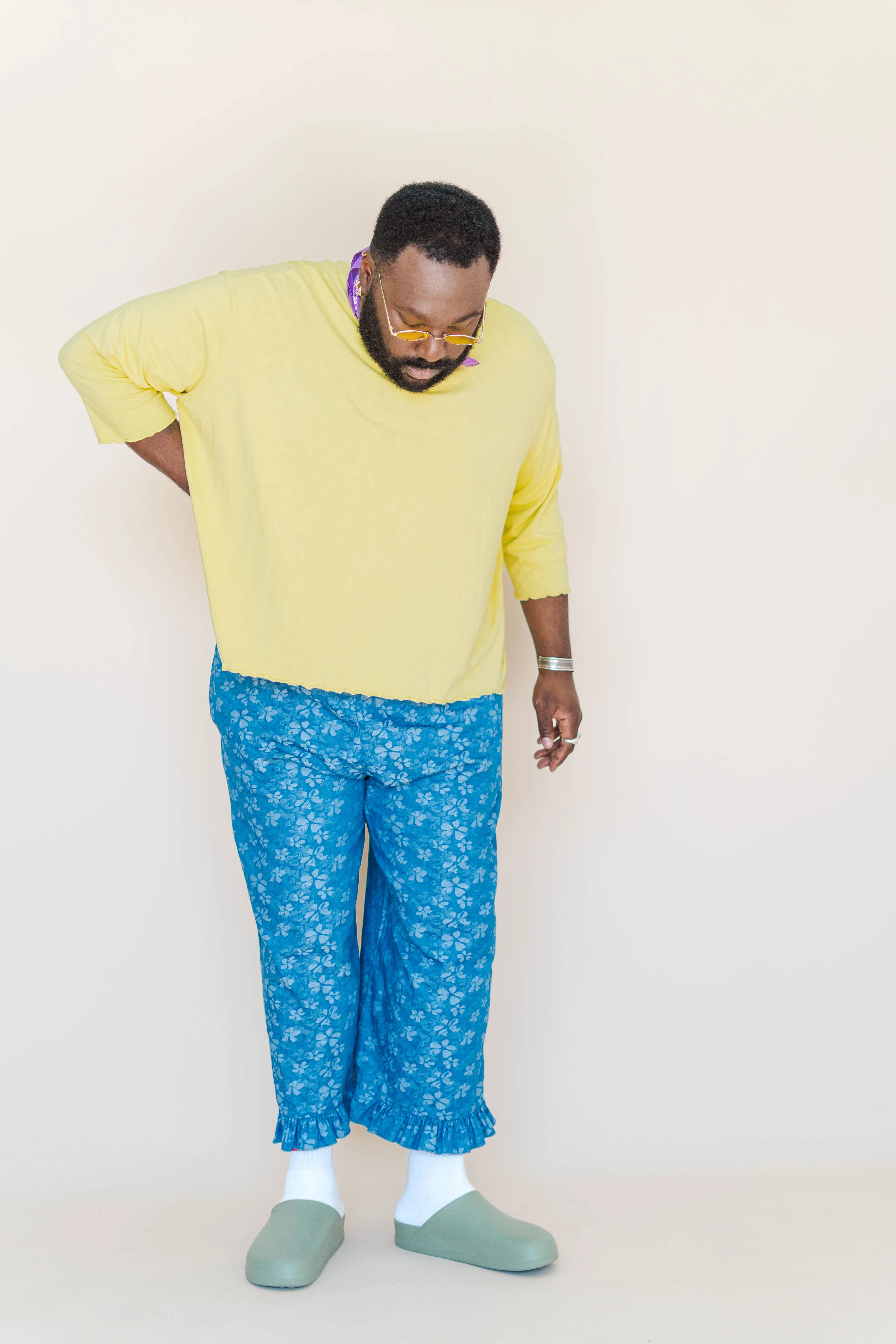 LIGHT FLORAL CHAMBRAY RUFFLE PANT sold by Nettle Studios product image thumbnail 5