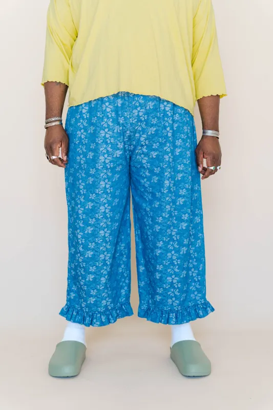 Light Floral Chambray Ruffle Pants sold by Nettle Studios