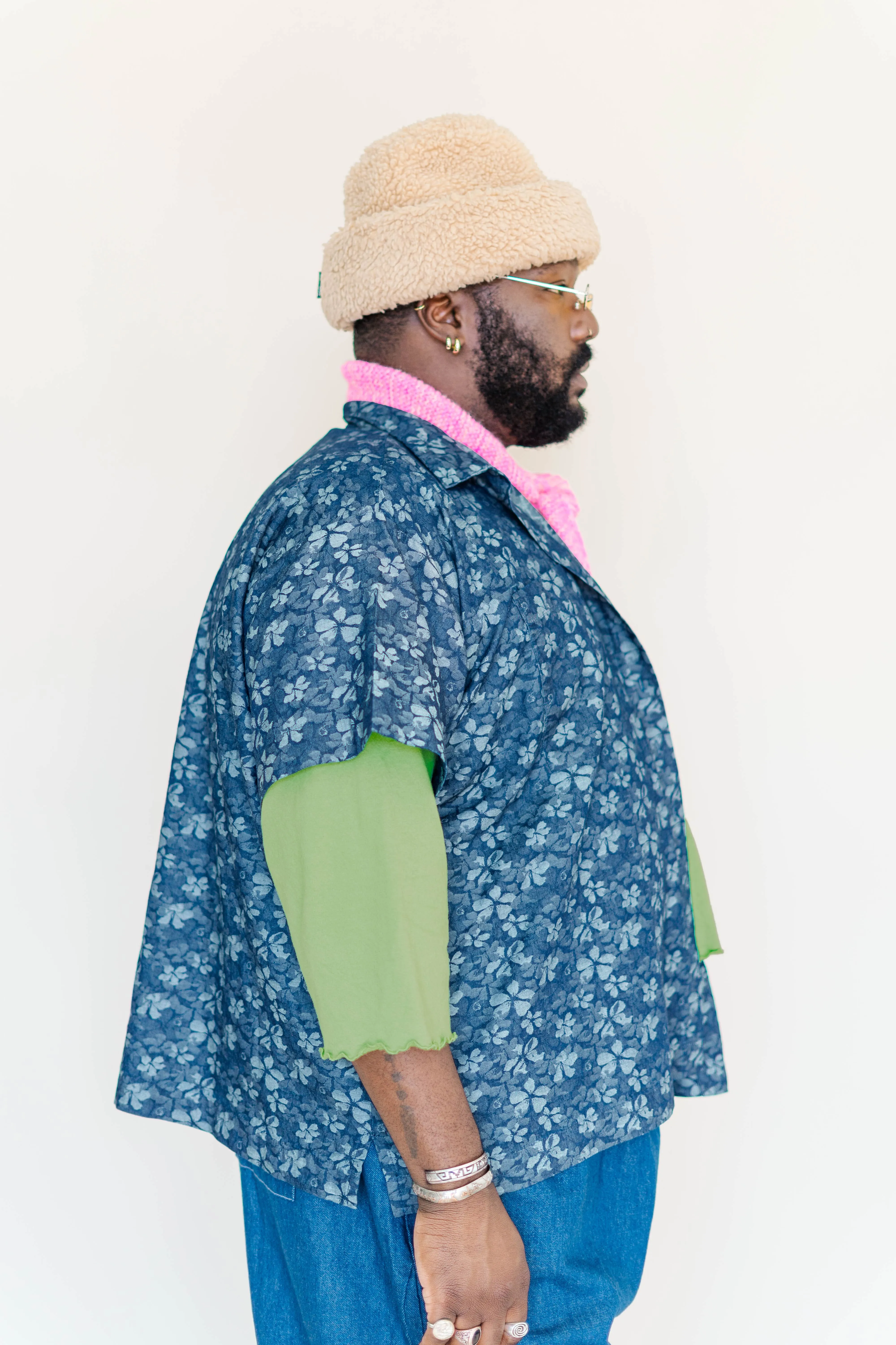 Dark Floral Chambray Boxy Collared Tunic sold by Nettle Studios product image thumbnail 2