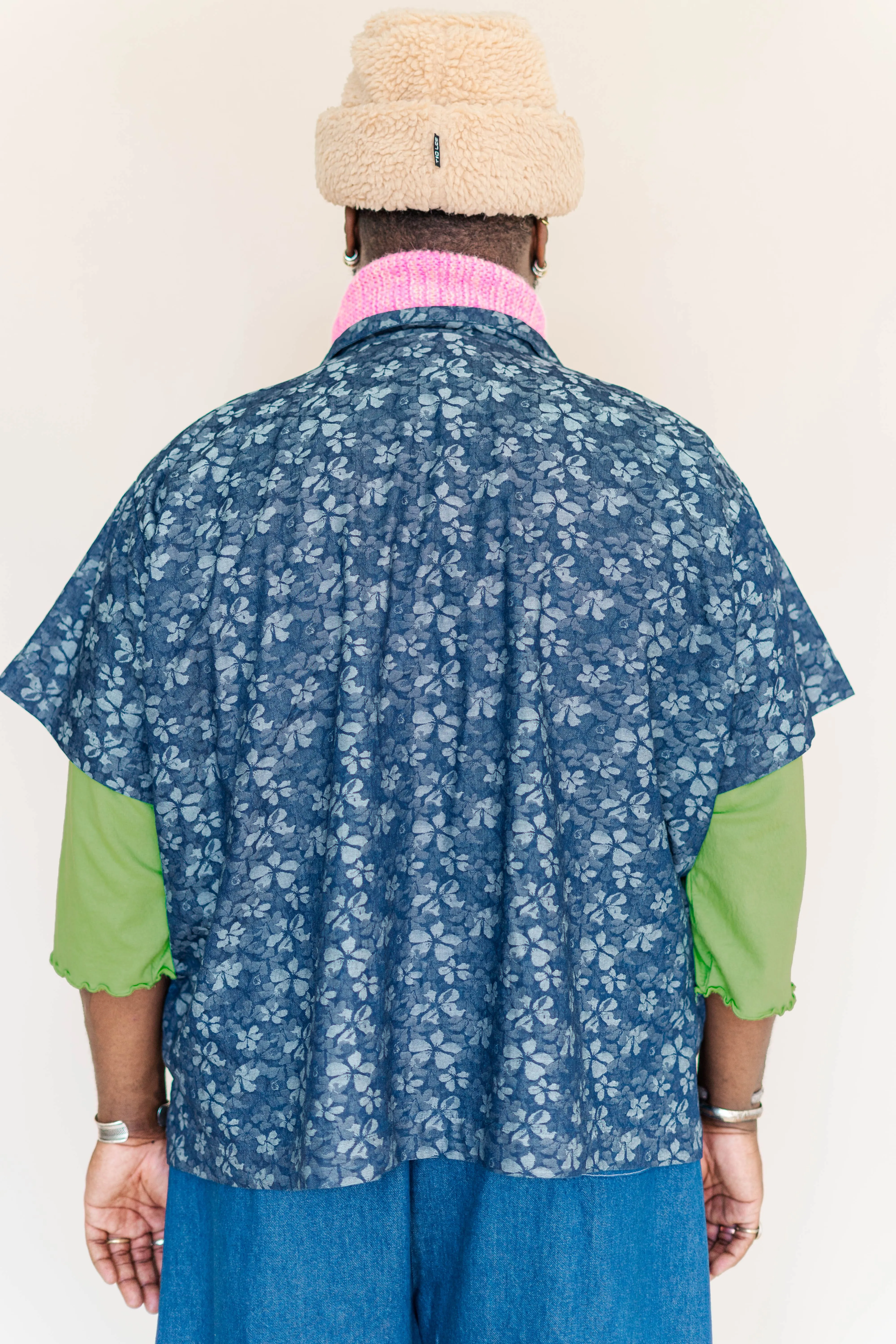 Dark Floral Chambray Boxy Collared Tunic sold by Nettle Studios product image thumbnail 3