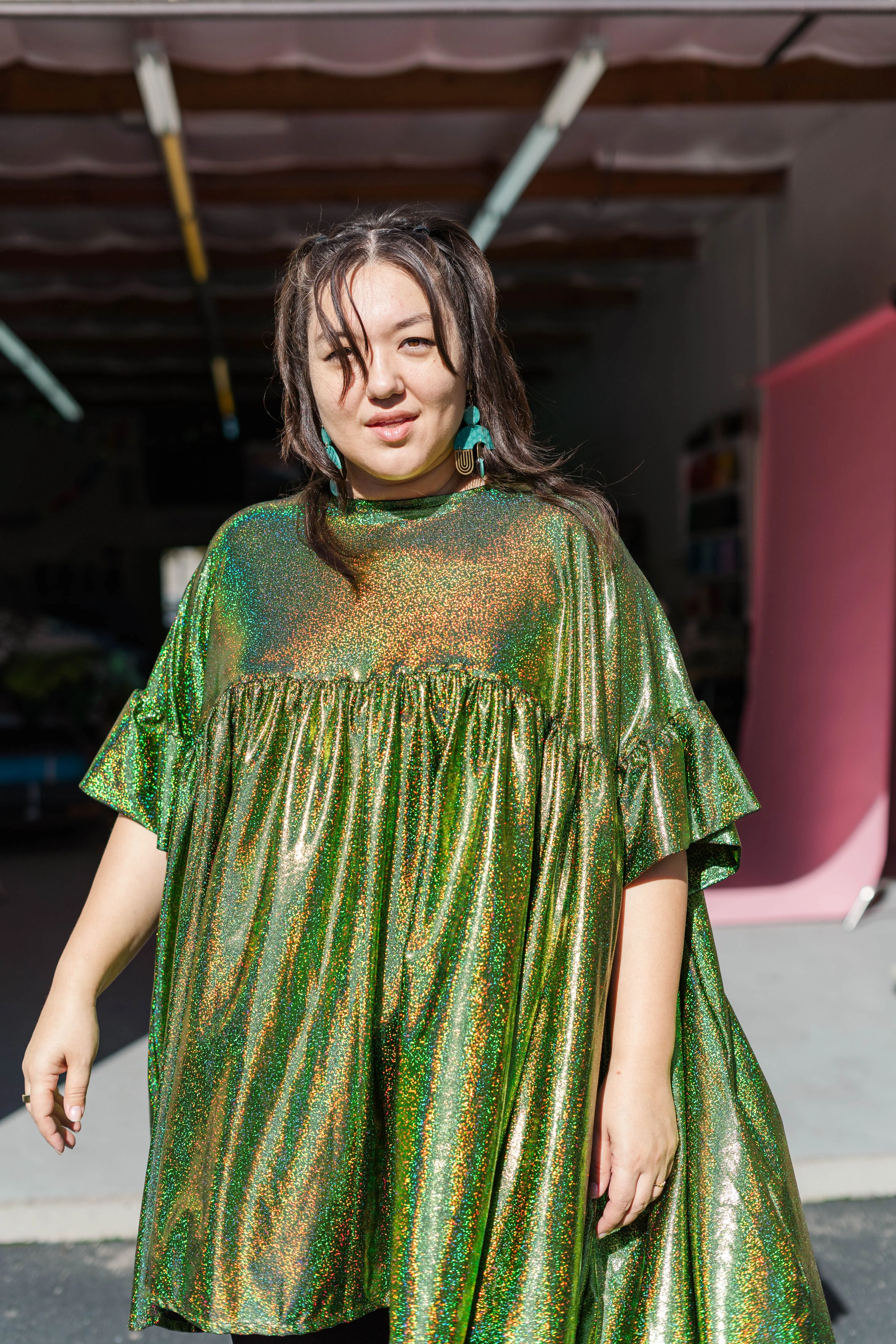 Green Glitter Gel Pen Mini Mushroom Dress sold by Nettle Studios product image thumbnail 5