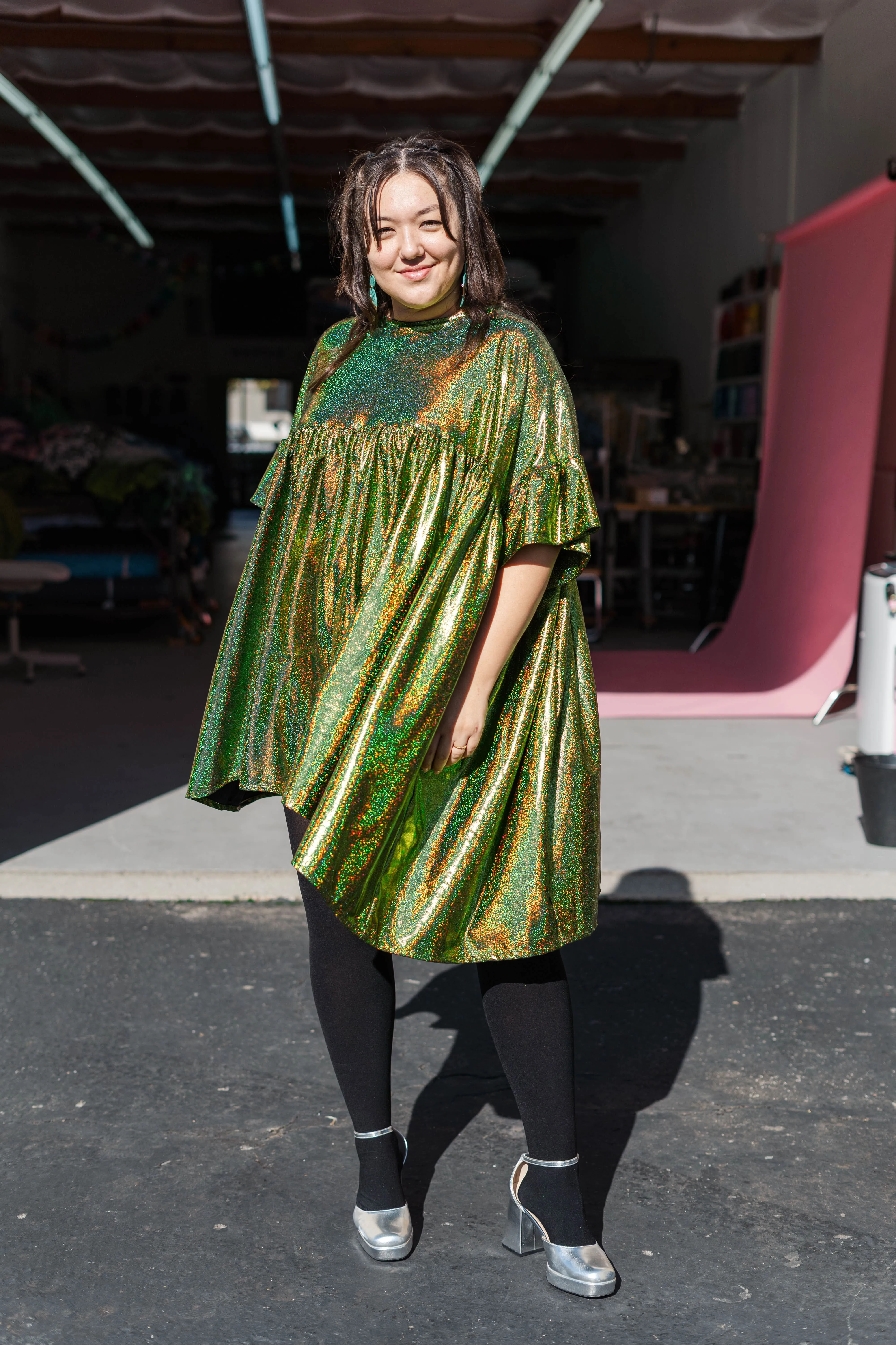 Green Glitter Gel Pen Mini Mushroom Dress sold by Nettle Studios product image thumbnail 3