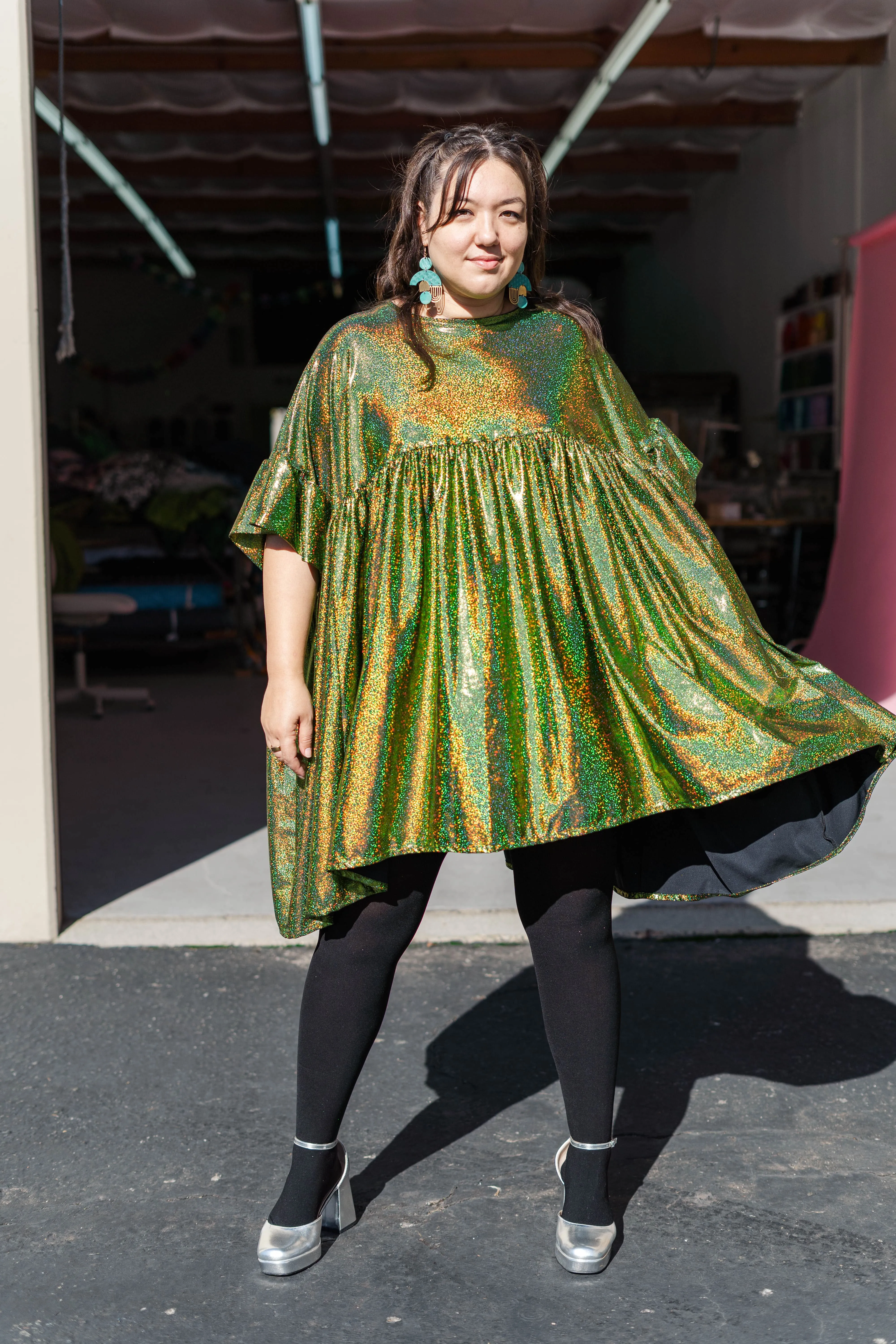 Green Glitter Gel Pen Mini Mushroom Dress sold by Nettle Studios