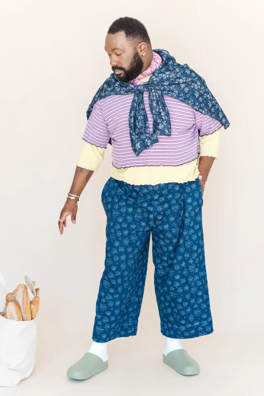 Dark Daisy Denim Mid Easy Pant sold by Nettle Studios