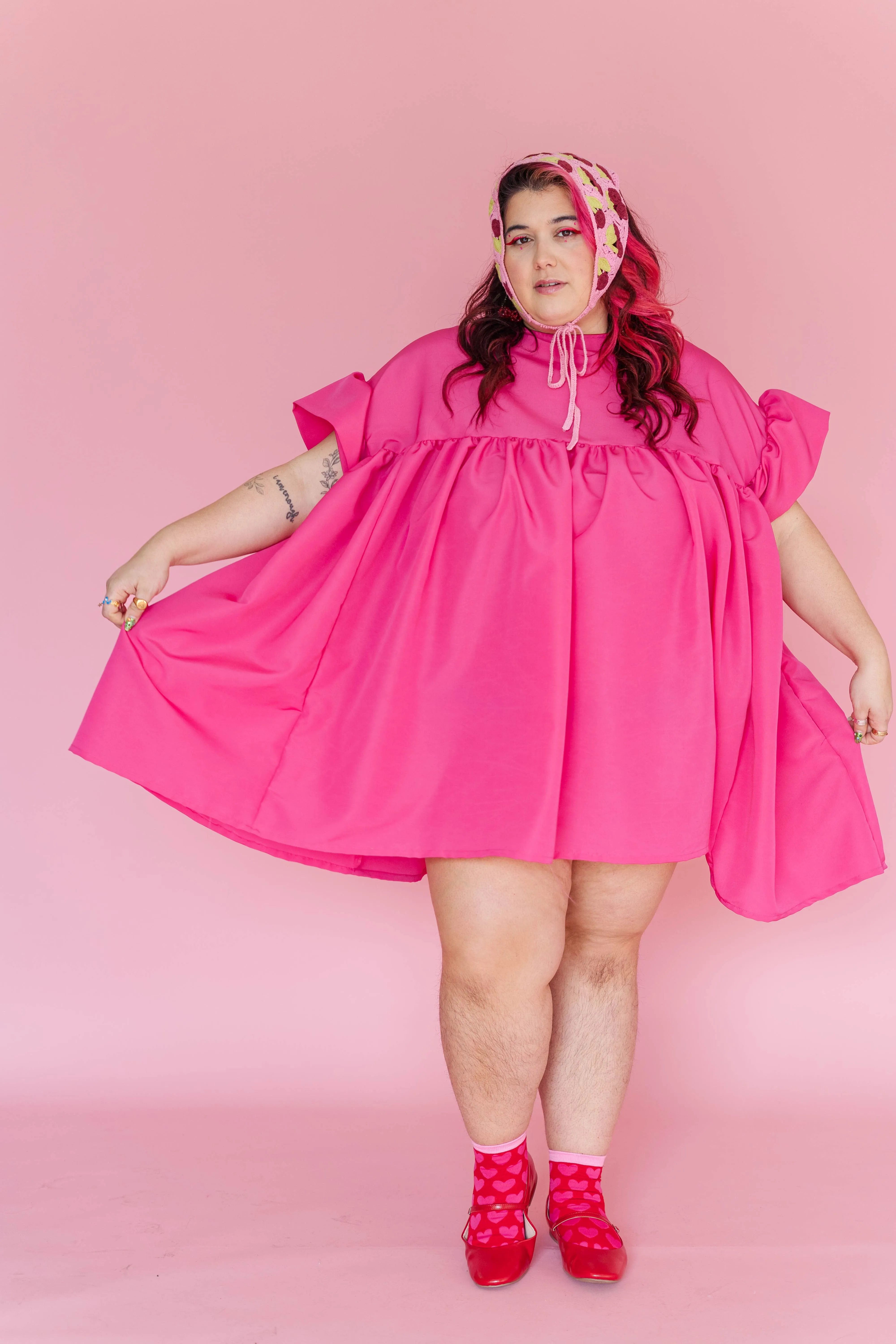 Hot Pink Mini Mushroom Dress sold by Nettle Studios product image thumbnail 3