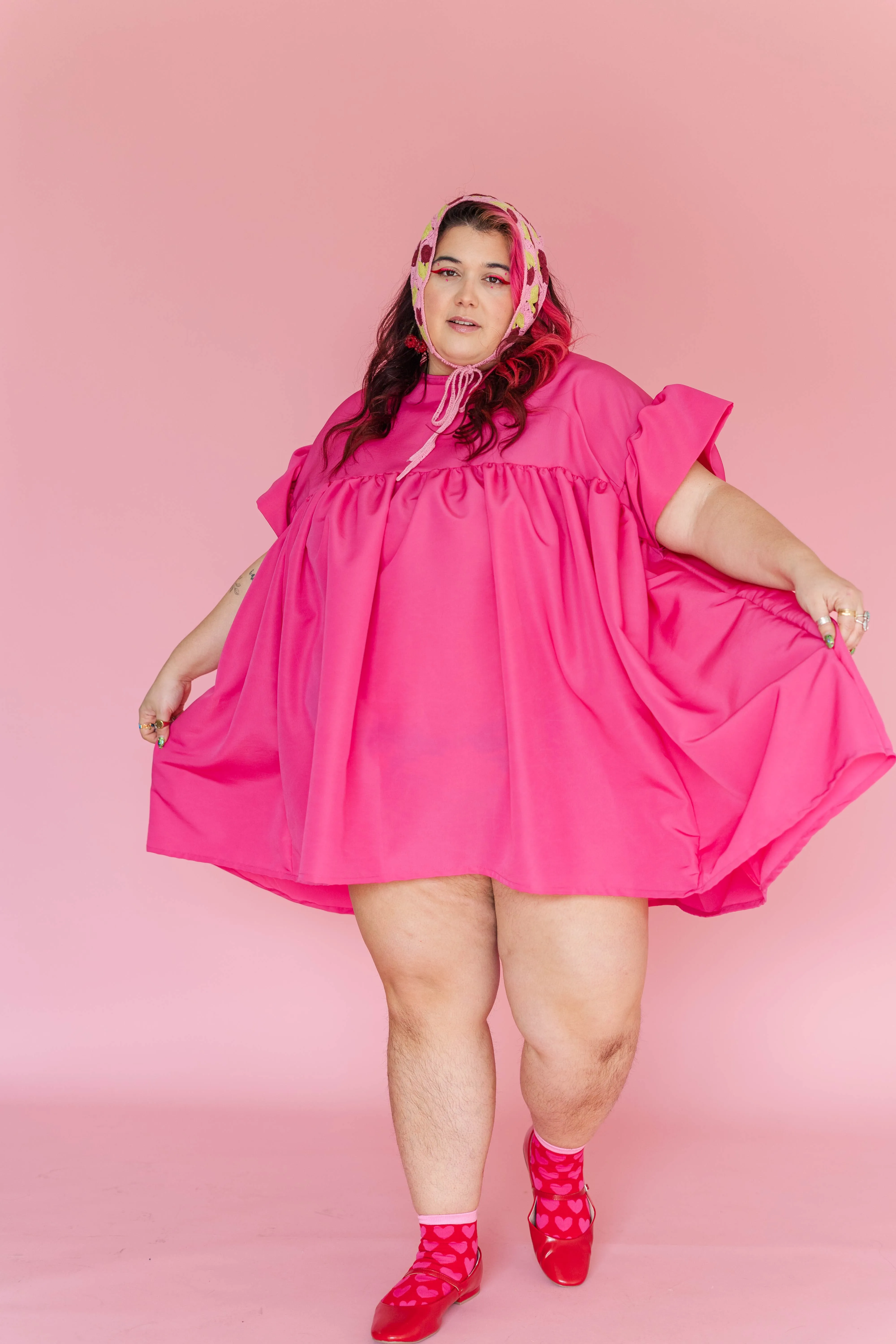 Hot Pink Mini Mushroom Dress sold by Nettle Studios product image thumbnail 4