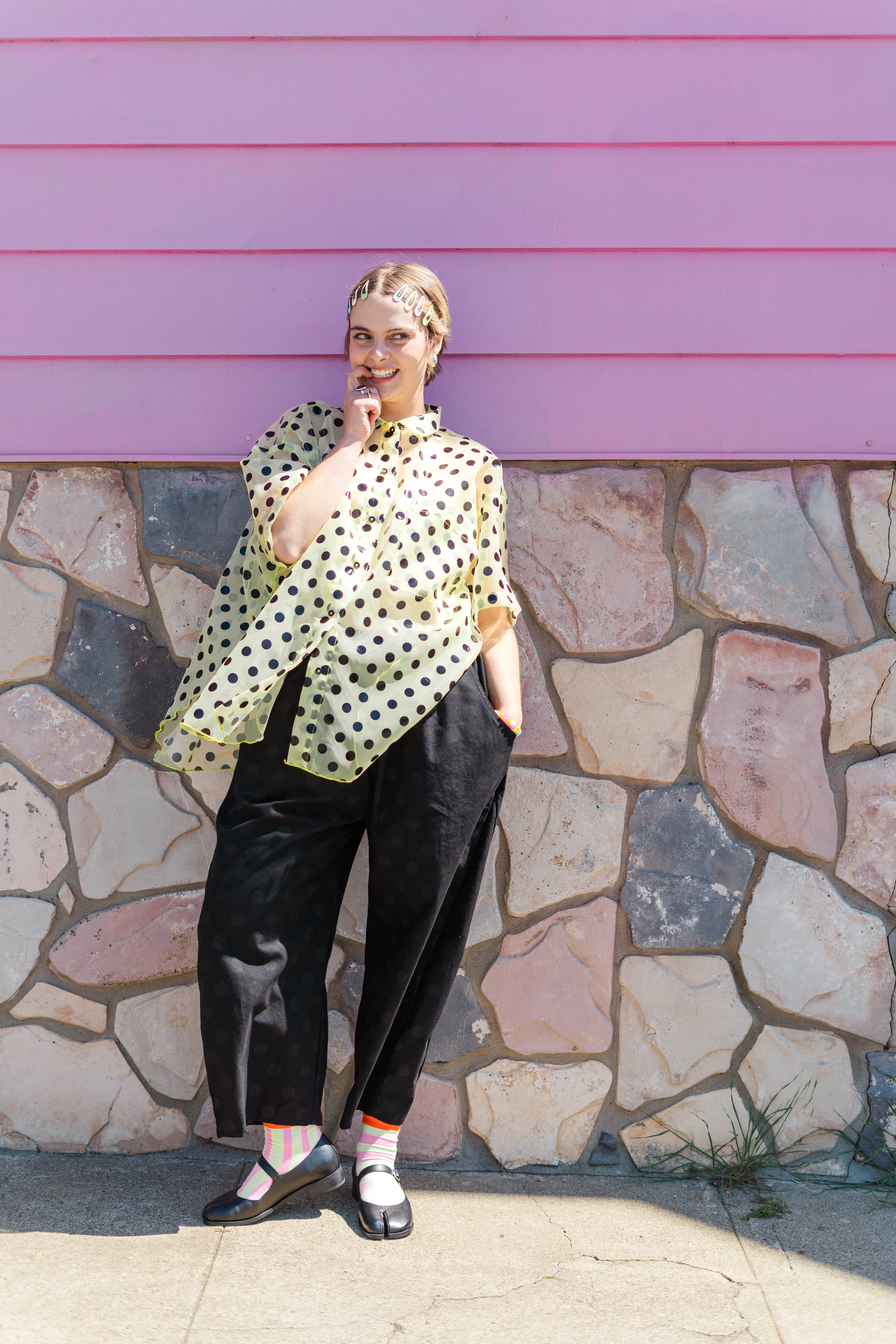 SHEER DAFFODIL POLKA DOT TULIP TOP sold by Nettle Studios product image thumbnail 4