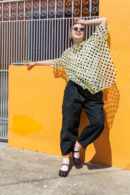 SHEER DAFFODIL POLKA DOT TULIP TOP made by Nettle Studios